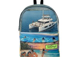 SoDayi, Beach Sunset Backpack – Tropical Yacht & Surf Graphic Travel Bag
