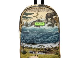 Safari Collage Backpack — Vintage Wildlife Scene with 'SoDayi' Patch