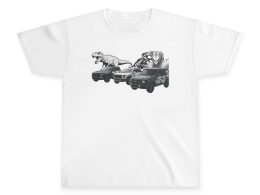 Prehistory, Youth Tee — Dino Truck Adventure Graphic Shirt