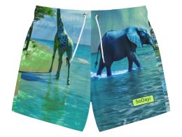 SoDayi, Giraffe & Elephant All-Over Print swim trunks