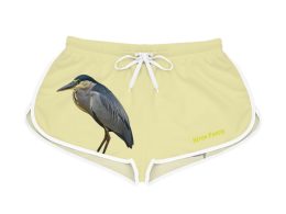 Héron Pantin, Women's Relaxed Shorts — Tropical Heron Graphic