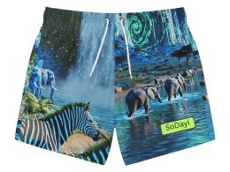 SoDayi, Swim Trunks — Neon Safari All-Over Print