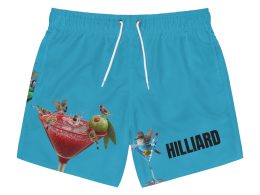 Hilliard, Swim Trunks — Bird Bathe Cocktail Print Beach Shorts