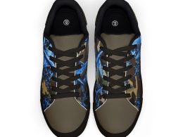 De Première Classe, Men's Low-Top Leather Sneakers — Blue Camo Star Graphic