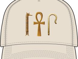 Egyptian Ankh & Symbols Cap — Gold Hieroglyphic Baseball Hat