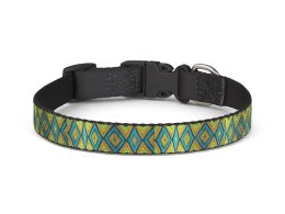 Bohemian Geo Clip-On Pet Collar — Teal & Mustard Diamond Pattern