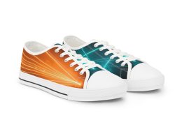 SoDayi, Lasers Abstract Orange & Teal Wave Men's Low Top Sneakers