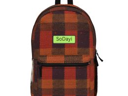 SoDayi, Rust Plaid Checkered Pattern Backpack | Autumn Buffalo Check