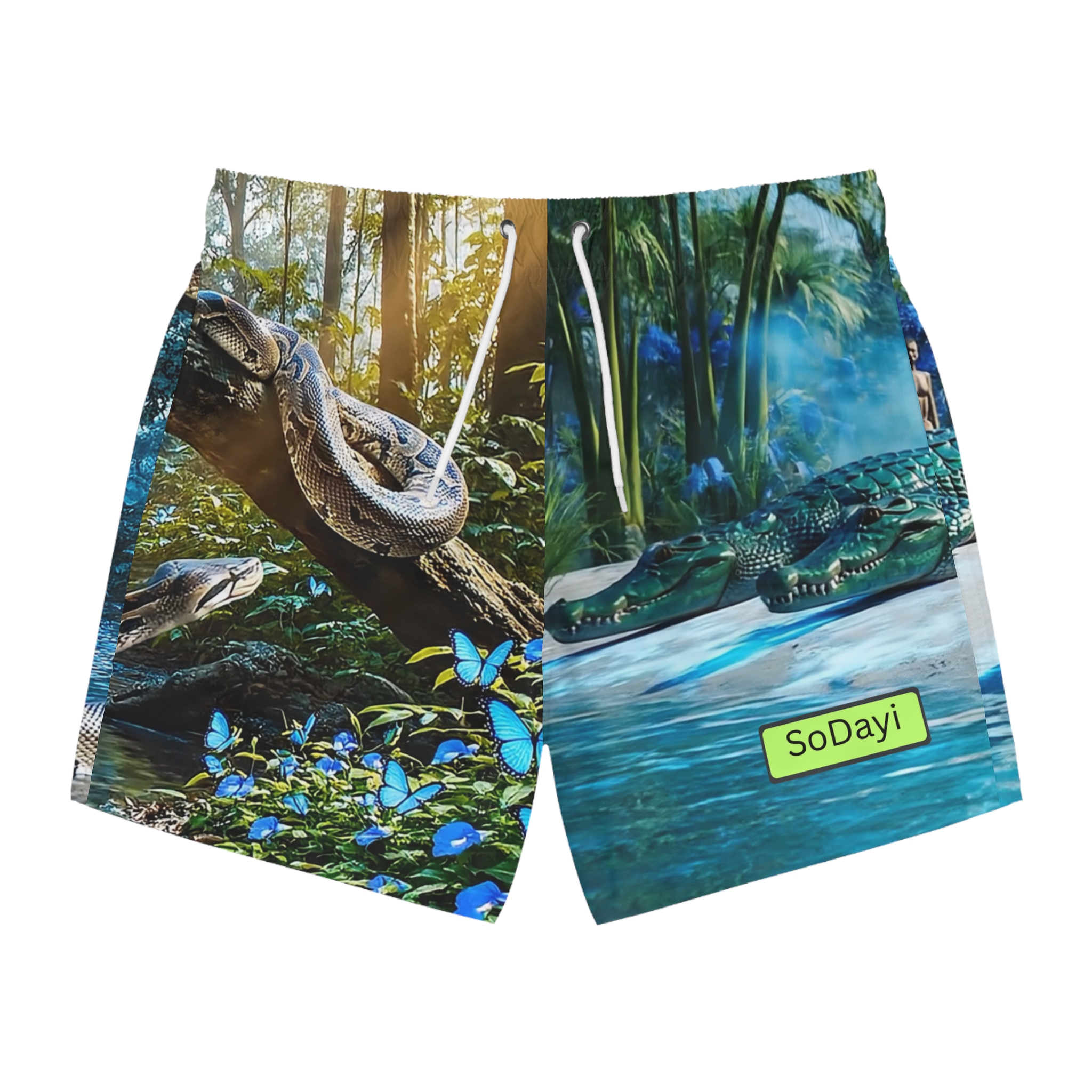 SoDayi, All-Over-Print Tropical Swim Shorts