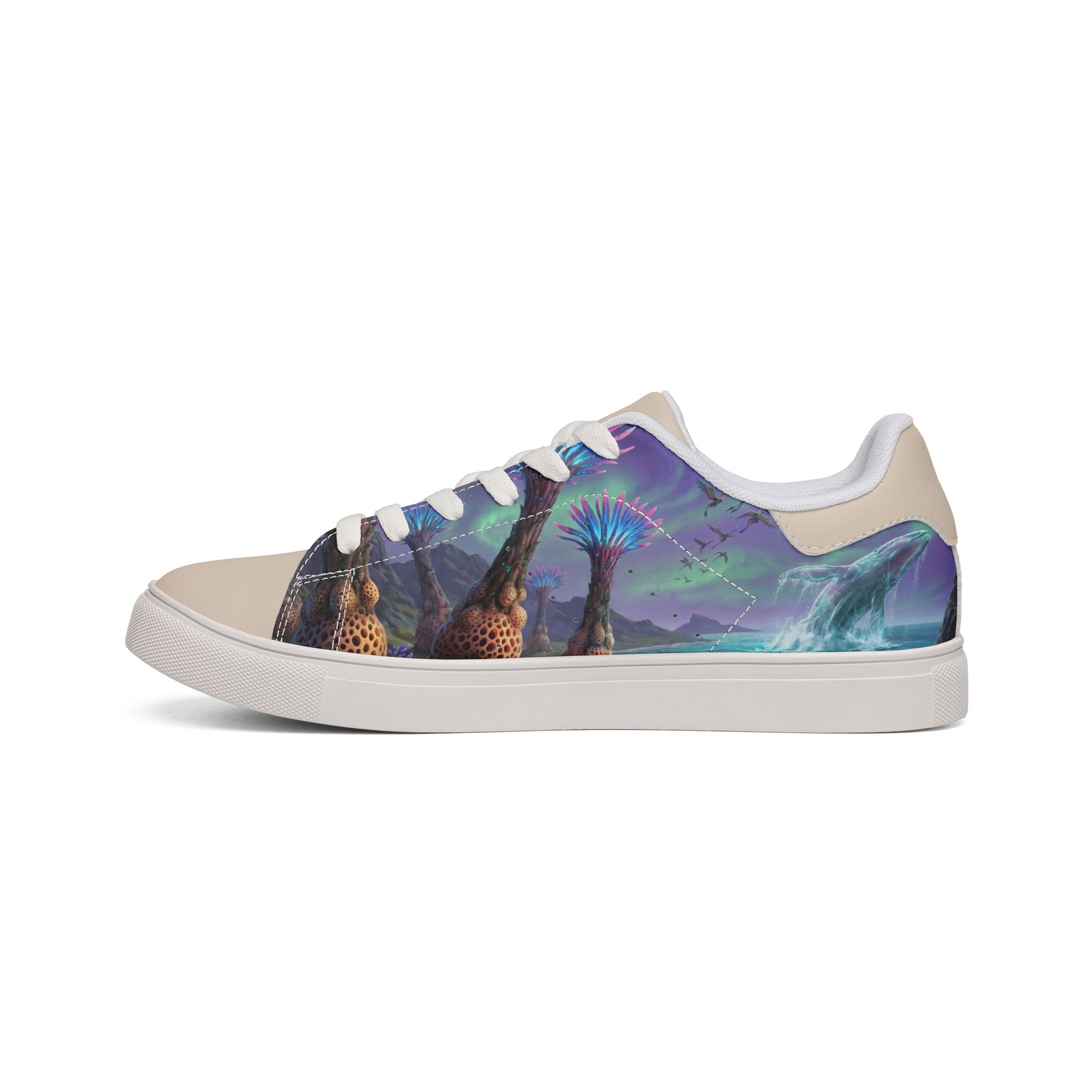 SoDayi, Surreal Sunset Landscape Sneakers | Low-Top Leather Sneakers - Image 4