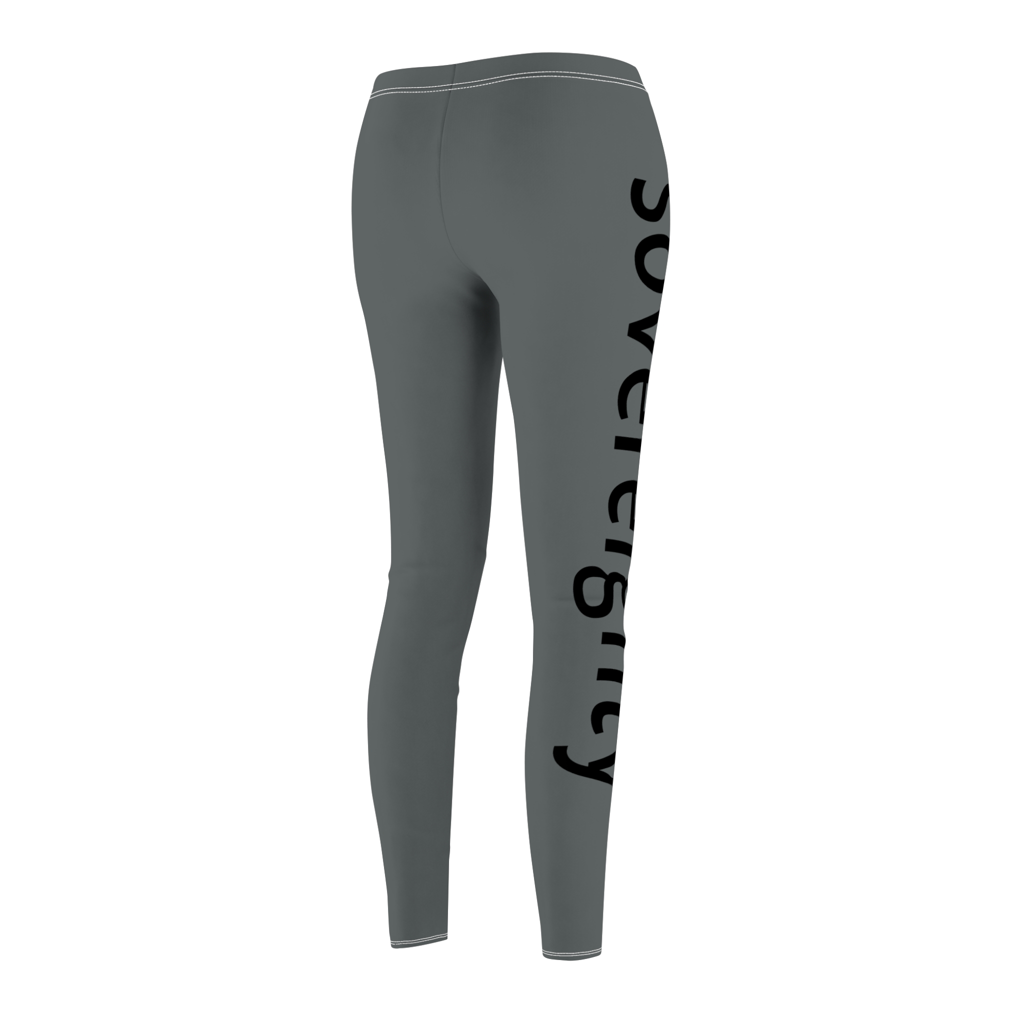 SoDayi, "Sovereignty" Vertical Script Leggings | Grey Casual Leggings - Image 4