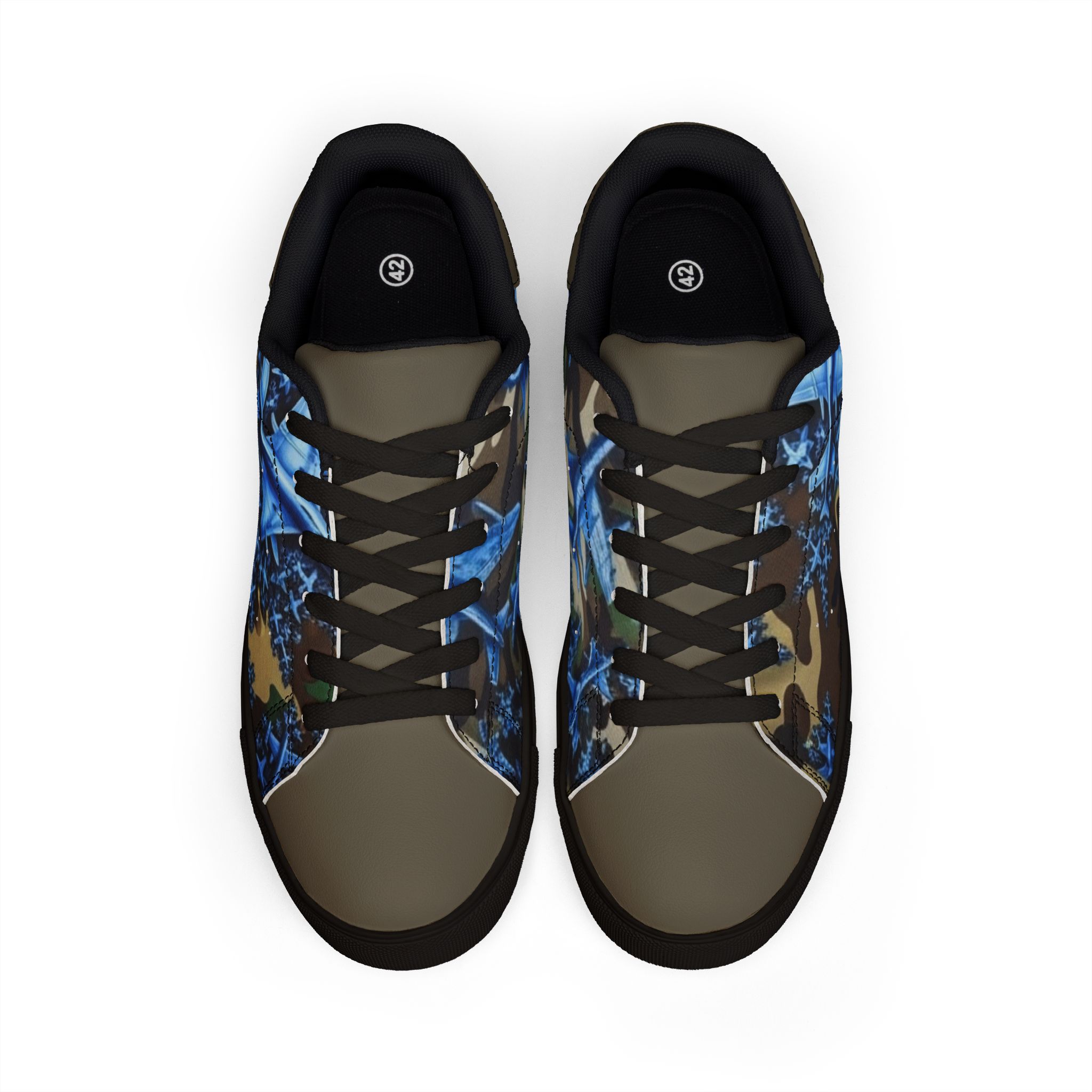 De Première Classe, Men's Low-Top Leather Sneakers — Blue Camo Star Graphic