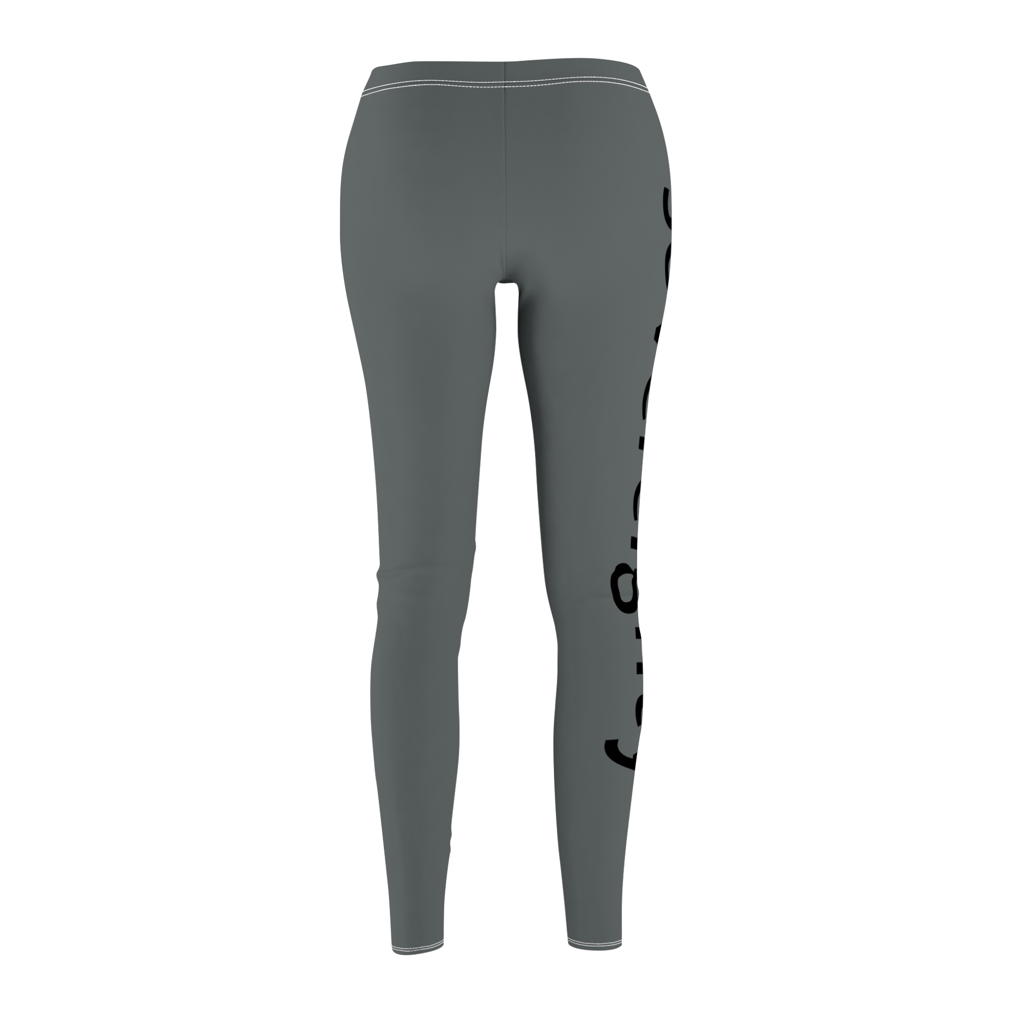 SoDayi, "Sovereignty" Vertical Script Leggings | Grey Casual Leggings - Image 2