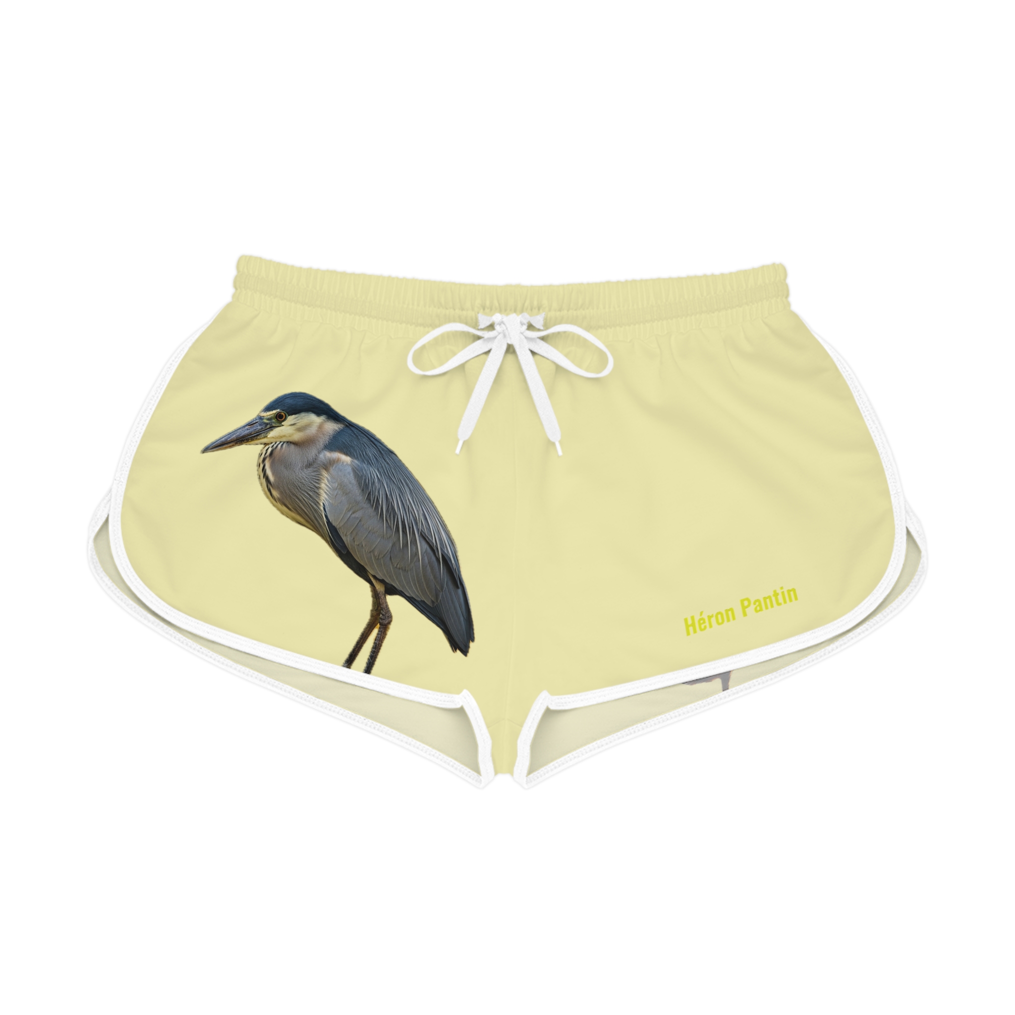 Héron Pantin, Women's Relaxed Shorts — Tropical Heron Graphic