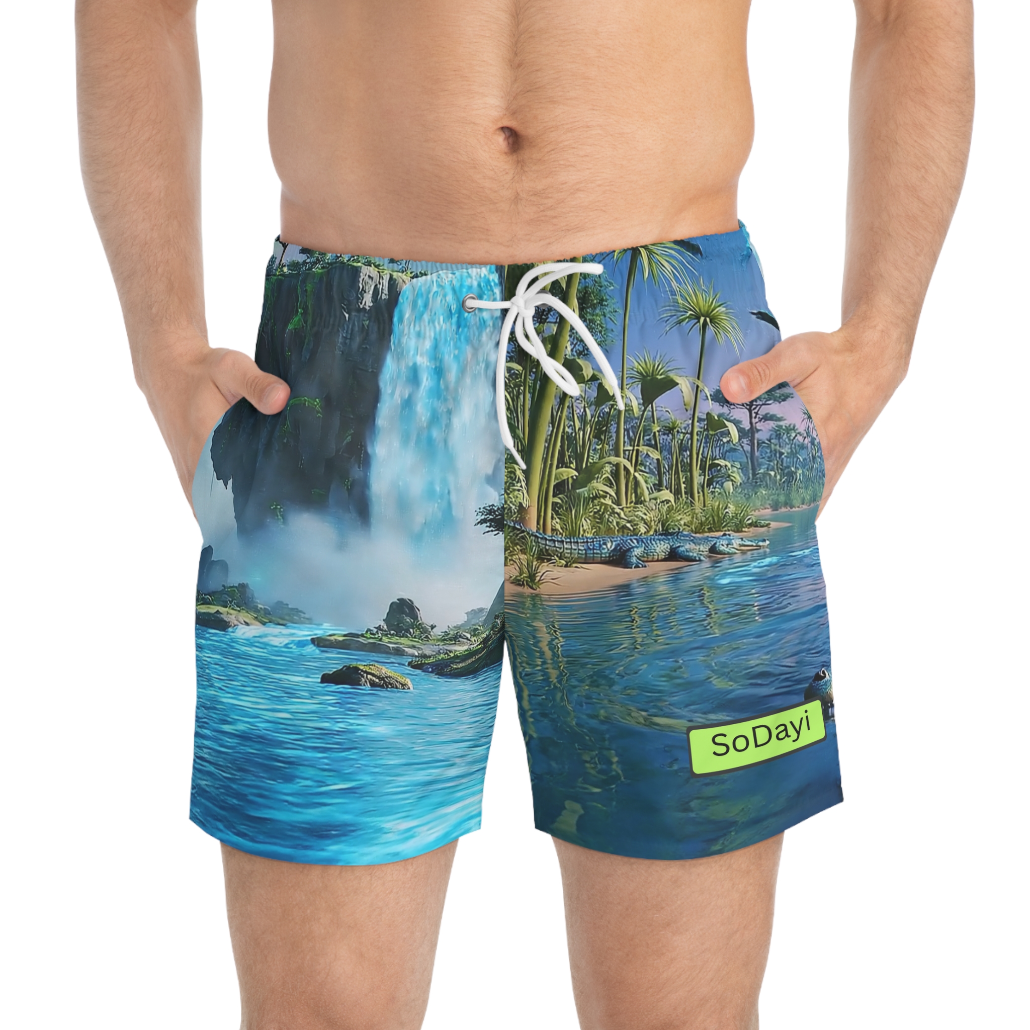 SoDayi, Tropical Waterfall Swim Trunks - Image 3