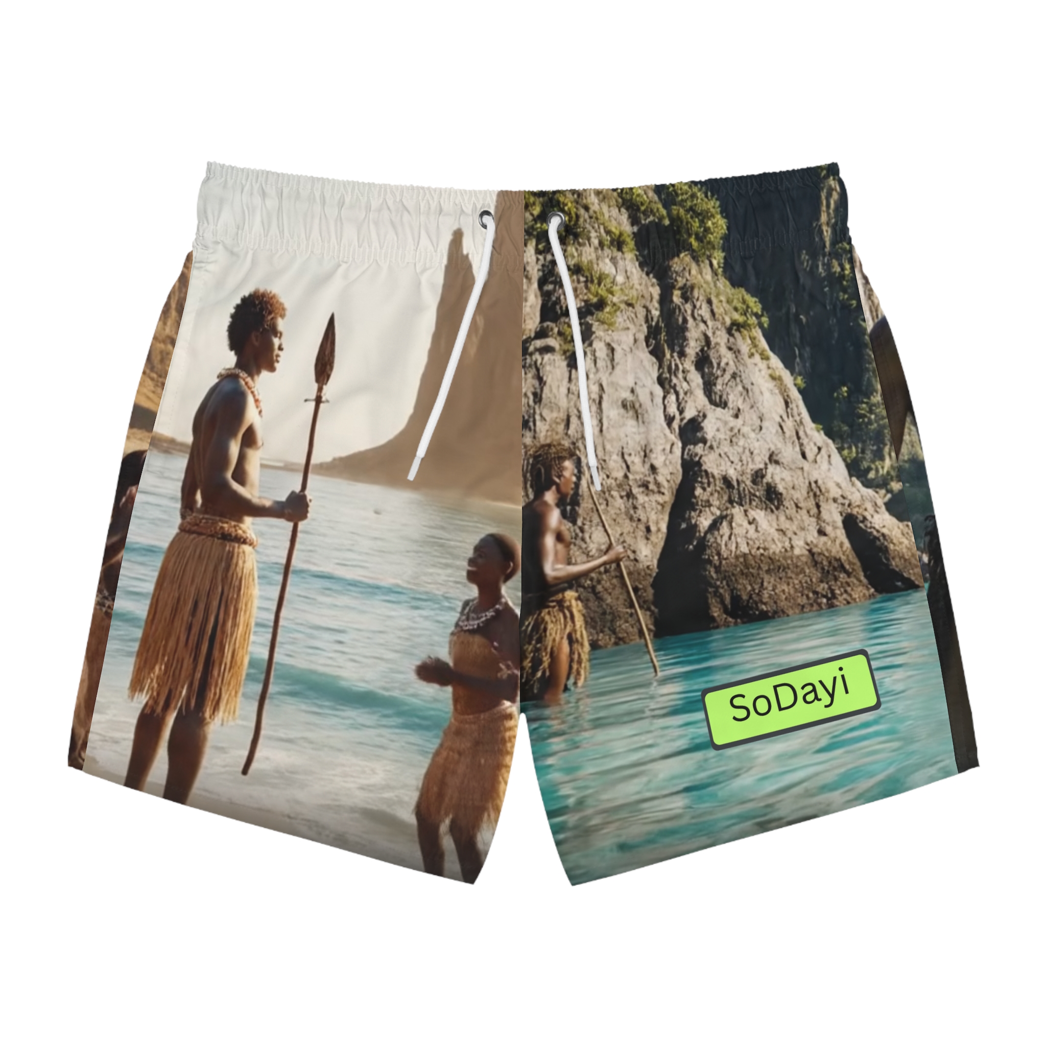 SoDayi, Tropical Tribal Print Swim Trunks