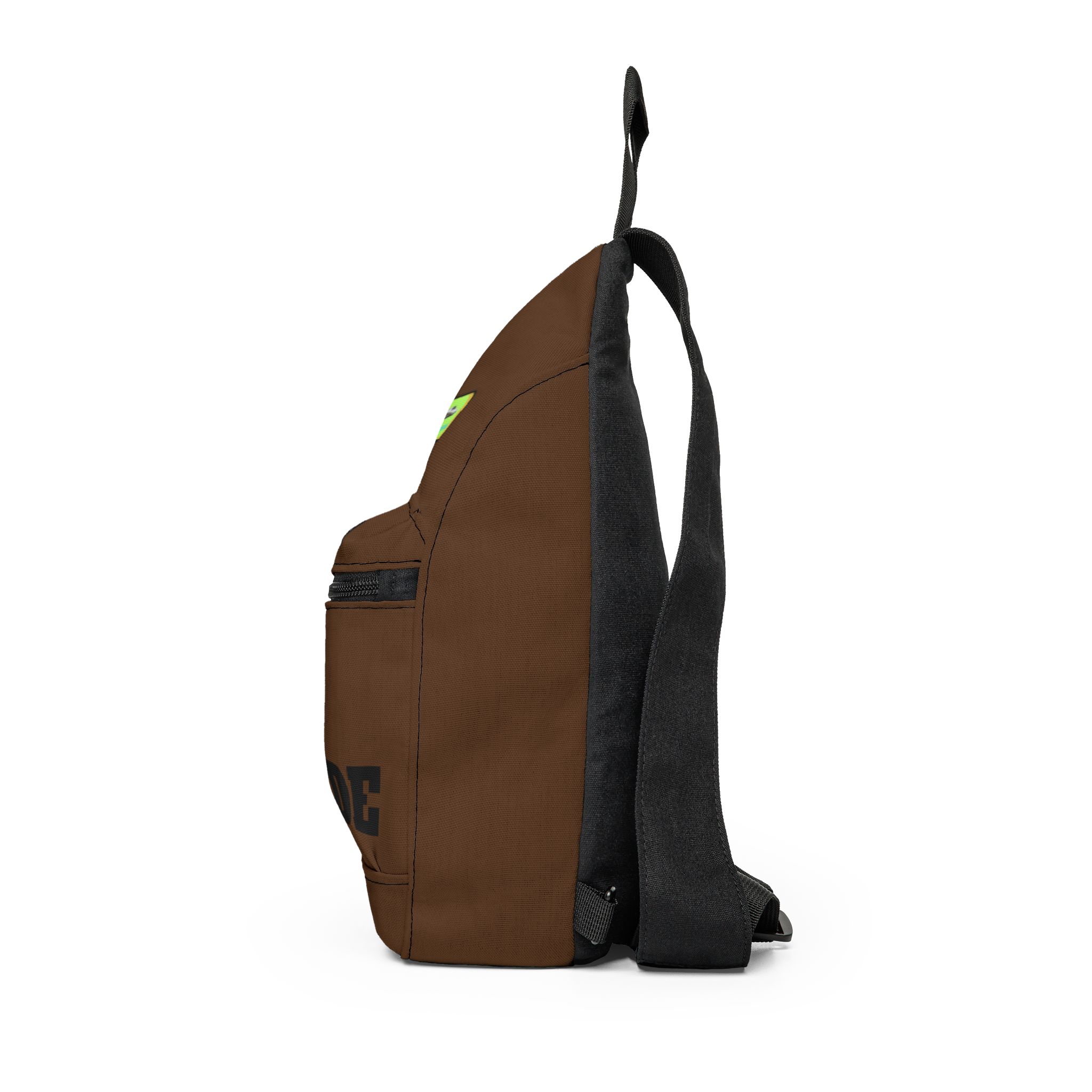 Première Classe, Brown Destination 'Lets Go!!' Sling Bag with Neon Airplane Patch - Image 2
