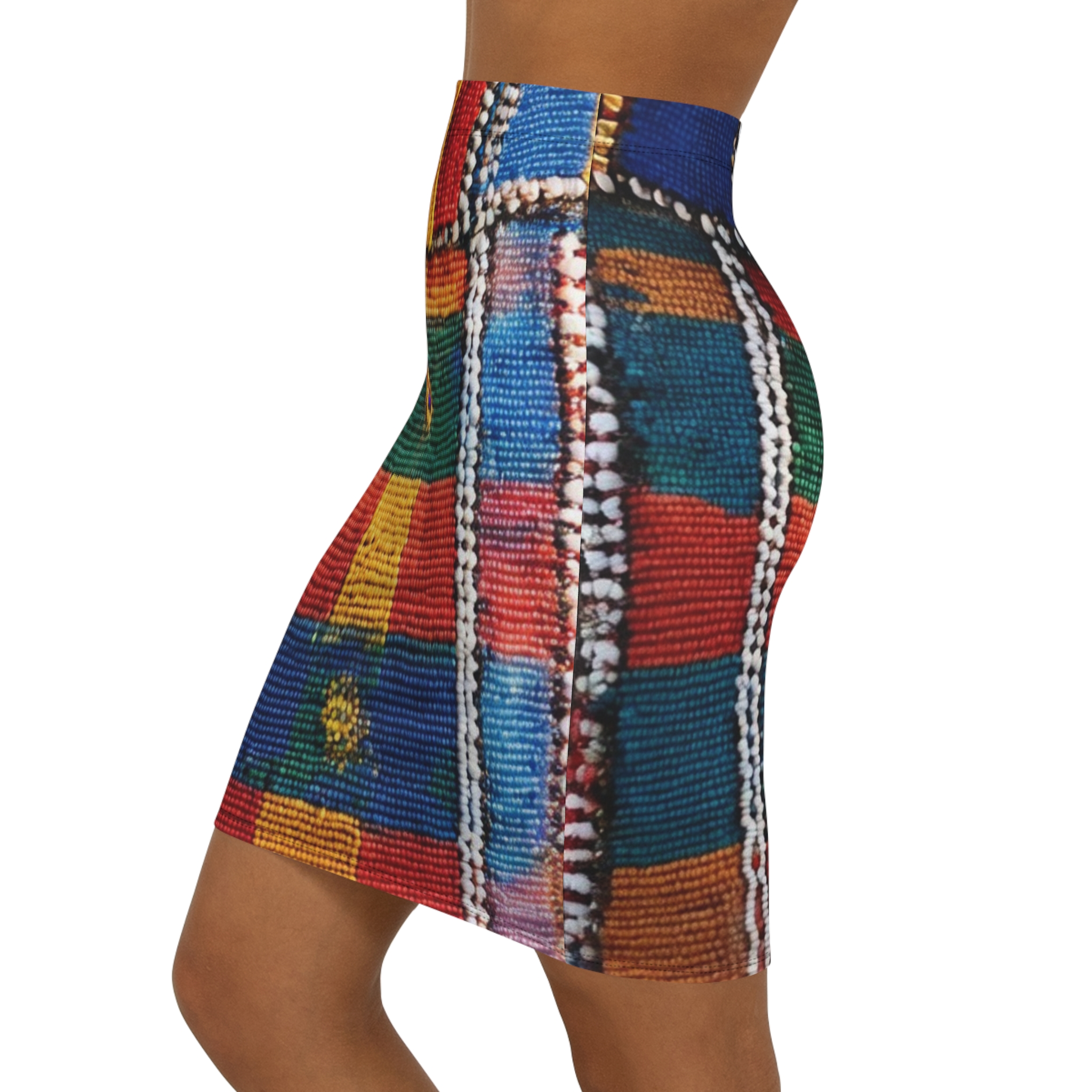 SoDayi, Ethnic Pattern Mid-Rise Pencil Skirt - Image 3