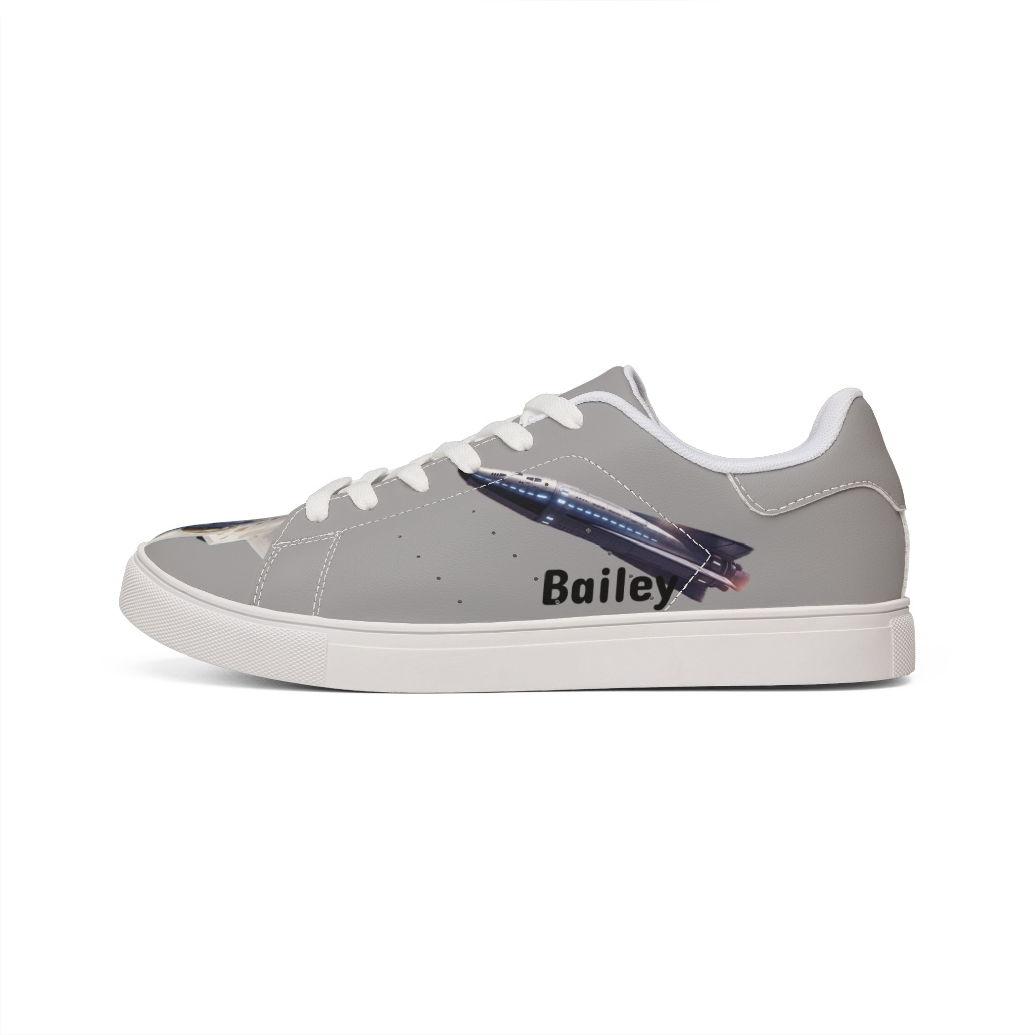Bailey, Low-Top Sneakers — Jet Fighter Graphic Leather Trainers - Image 2