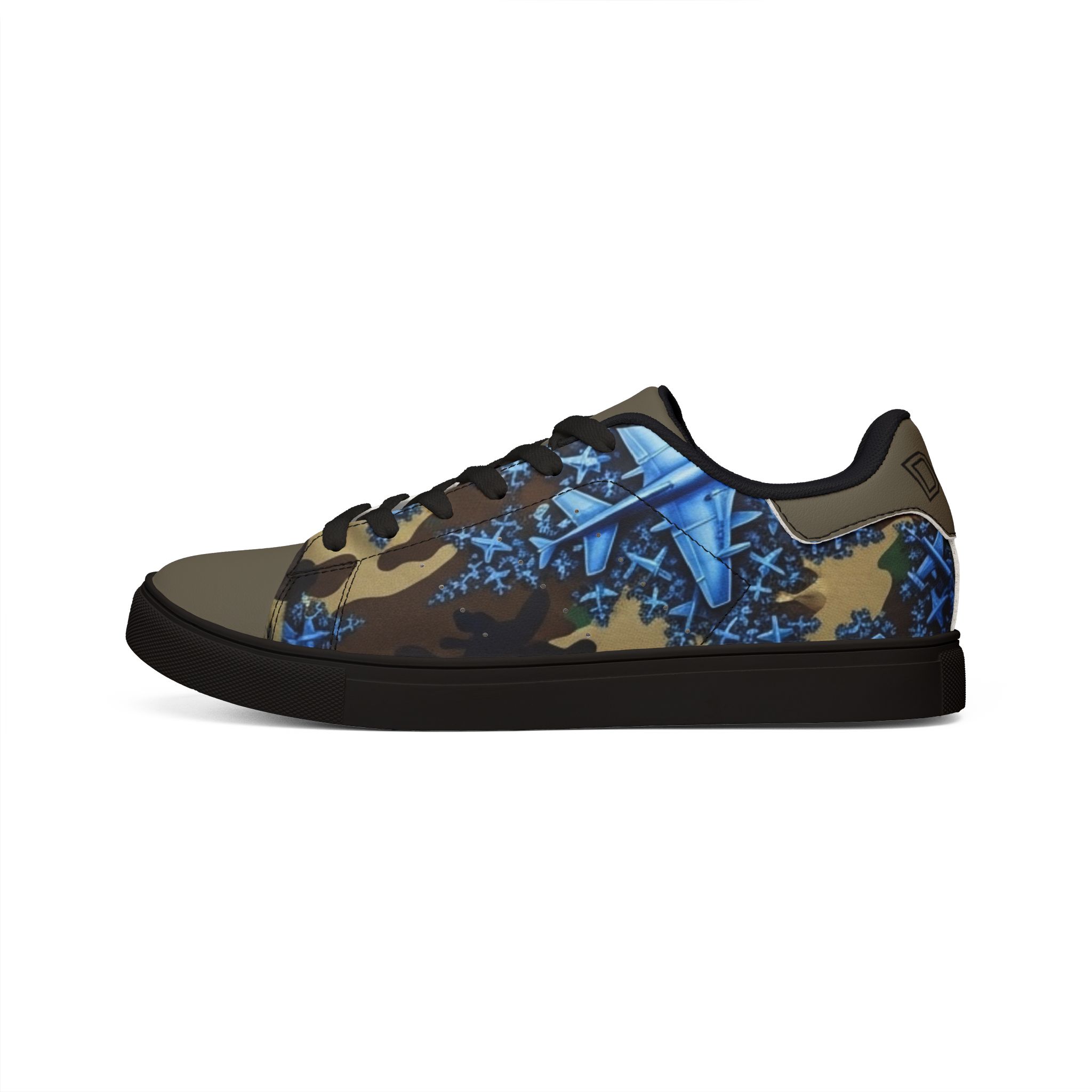De Première Classe, Men's Low-Top Leather Sneakers — Blue Camo Star Graphic - Image 2