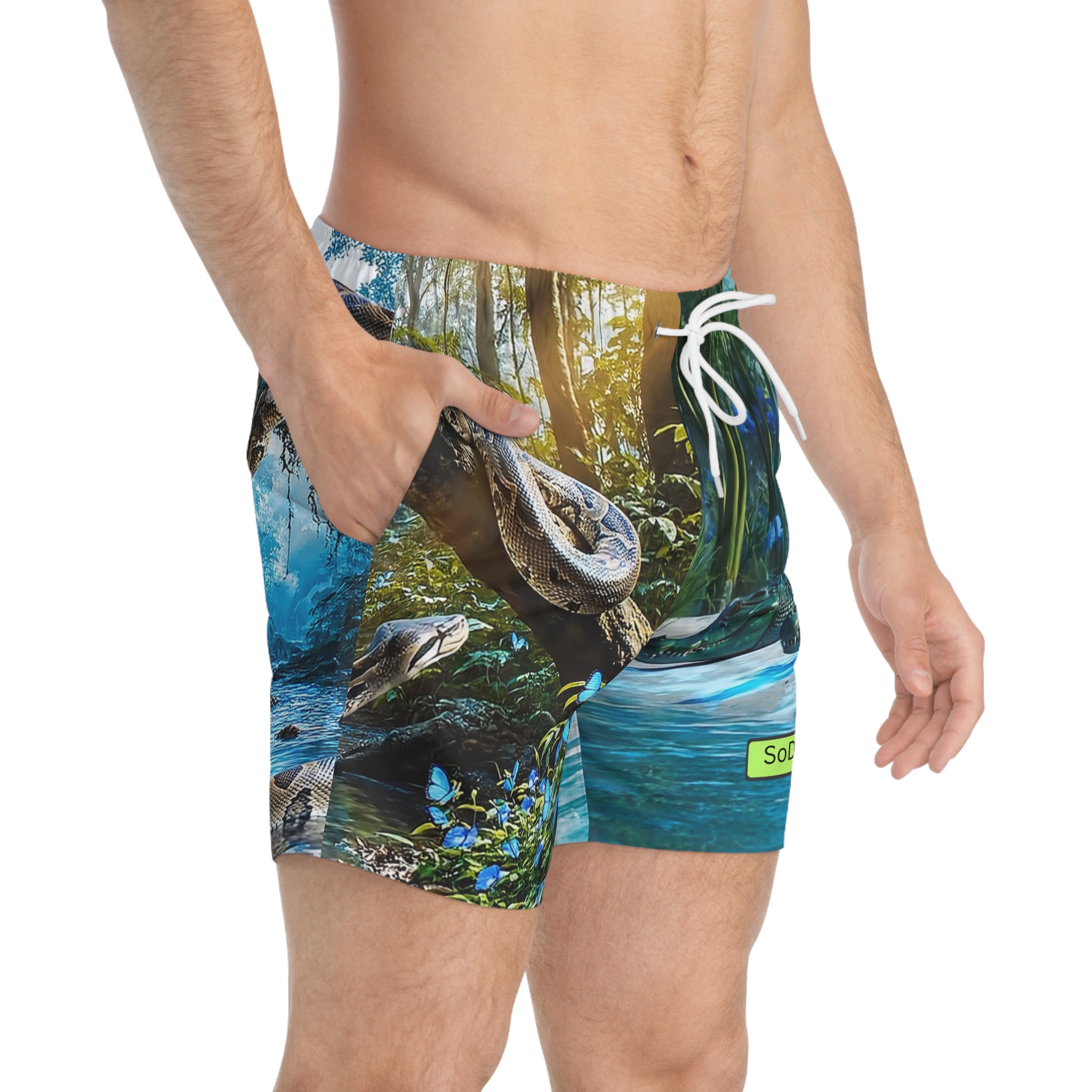 SoDayi, All-Over-Print Tropical Swim Shorts - Image 4