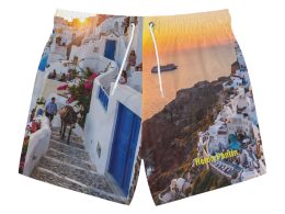 Héron Pantin, 'Santorini Sunset' Beach Shorts