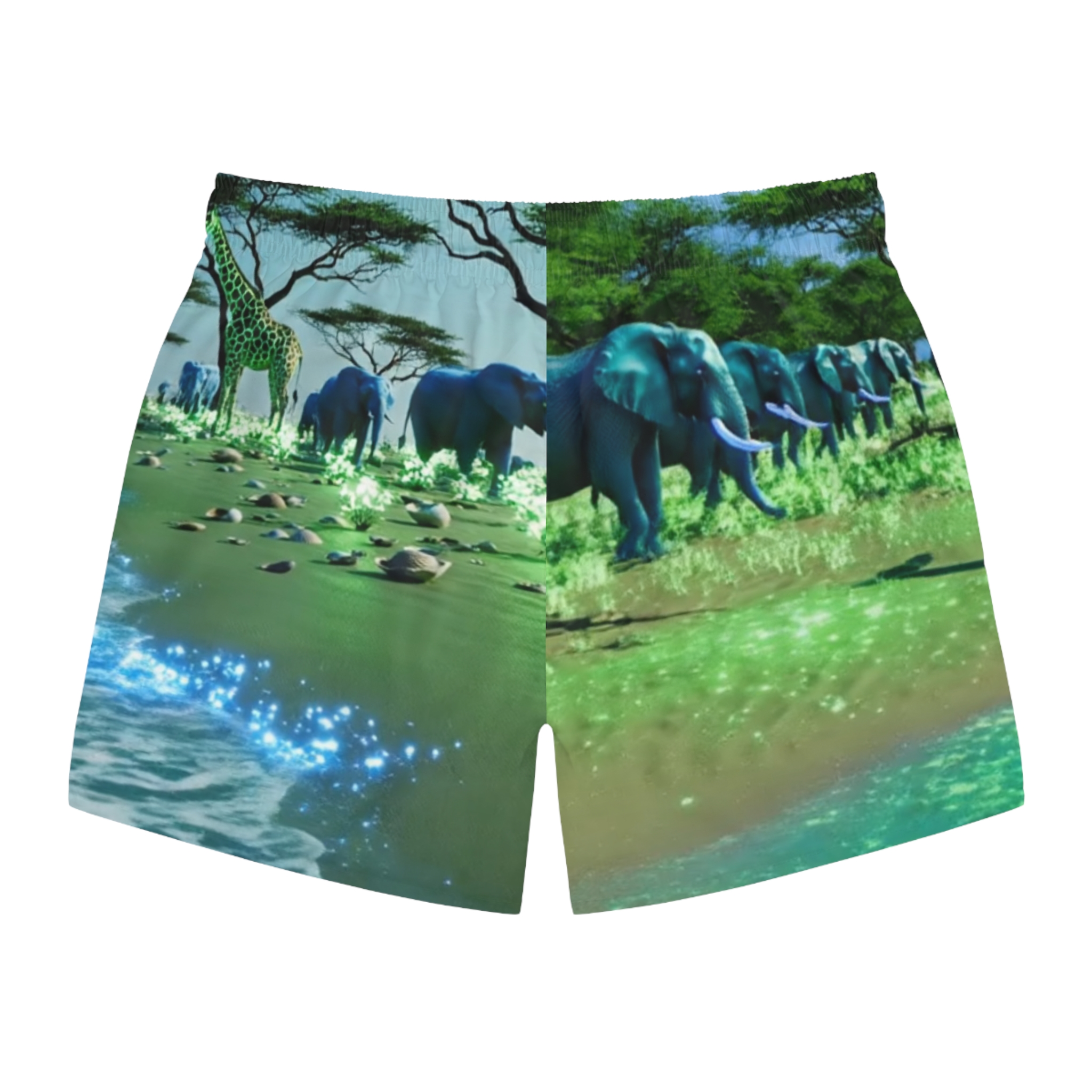 SoDayi, Giraffe & Elephant All-Over Print swim trunks - Image 2