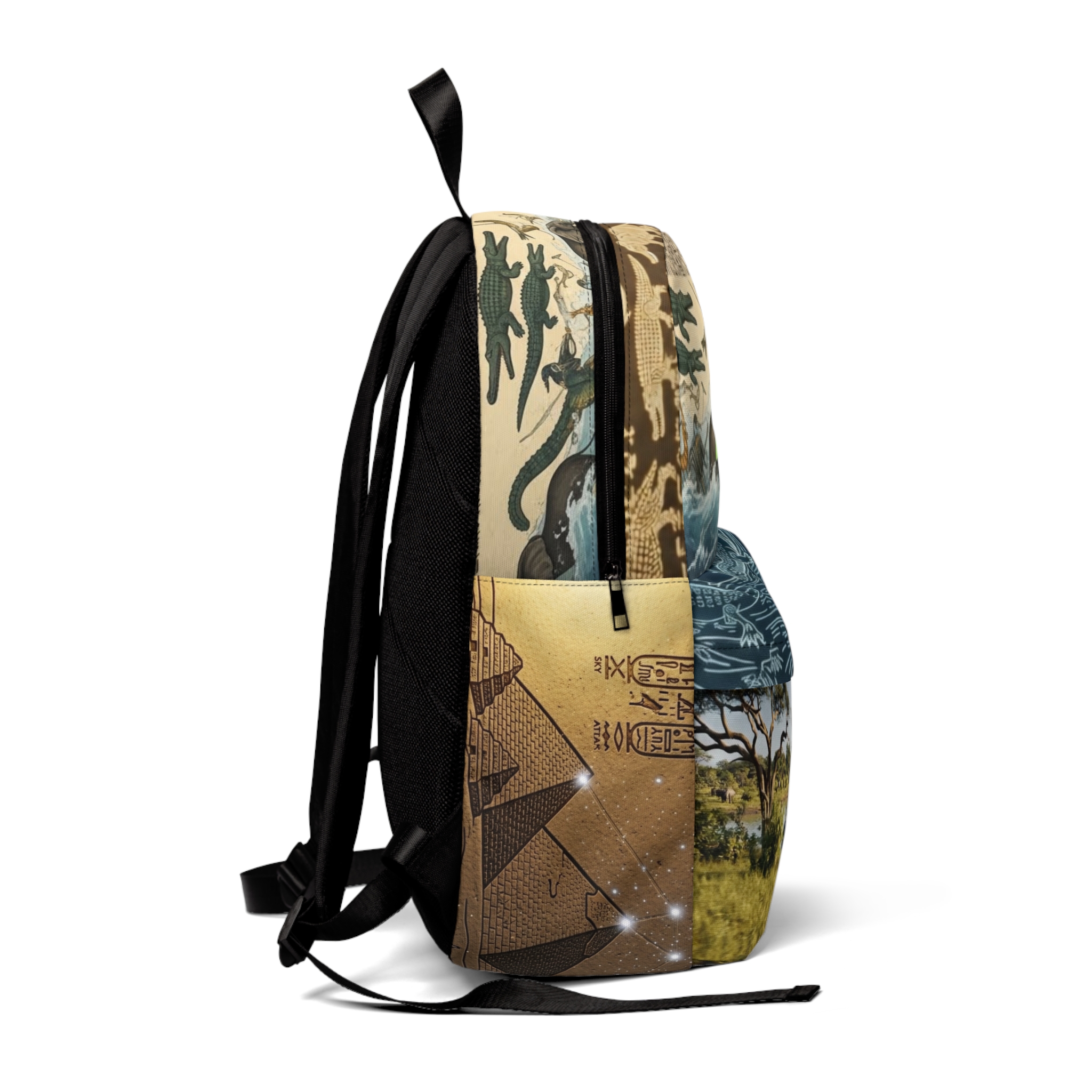 Safari Collage Backpack — Vintage Wildlife Scene with 'SoDayi' Patch - Image 2