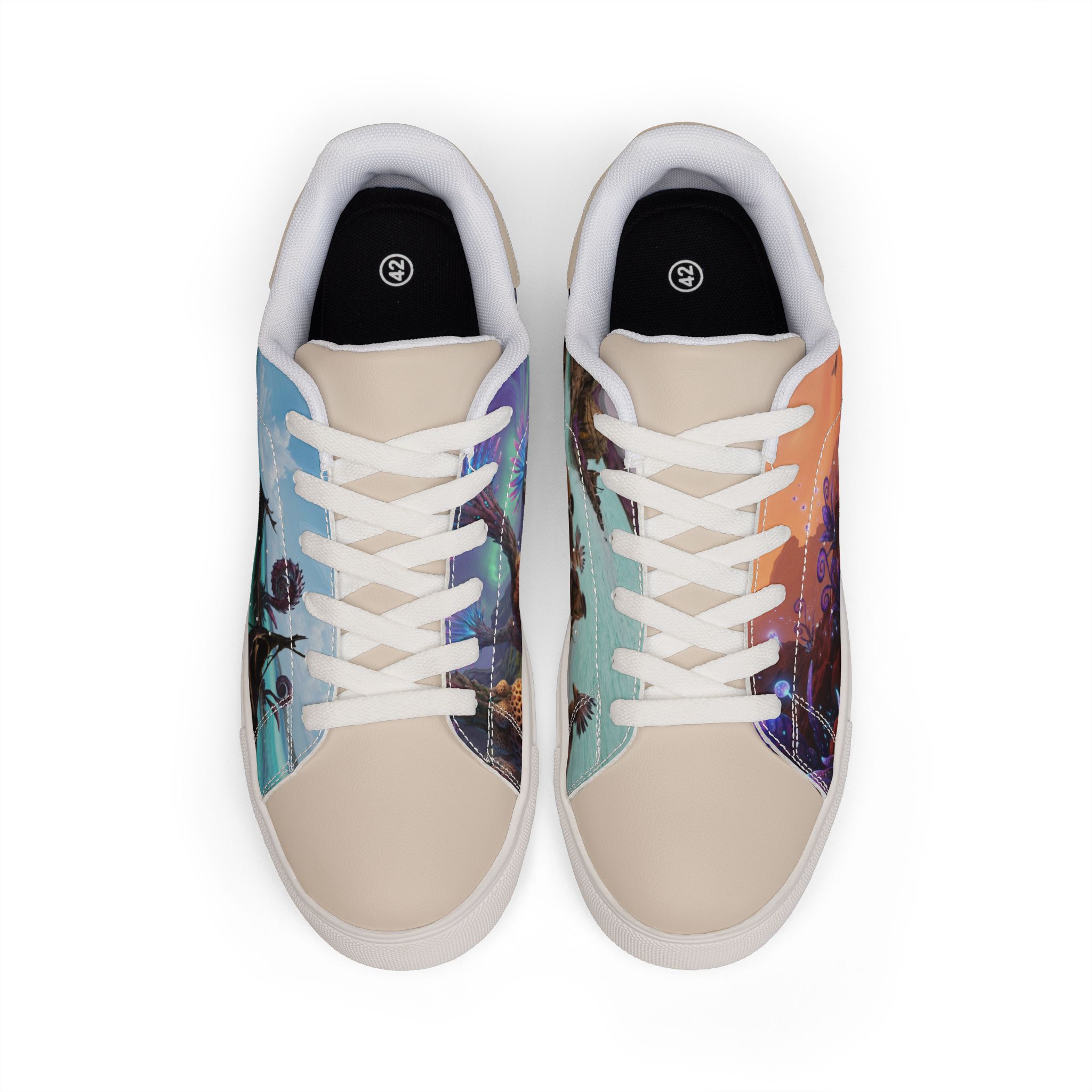 SoDayi, Surreal Sunset Landscape Sneakers | Low-Top Leather Sneakers