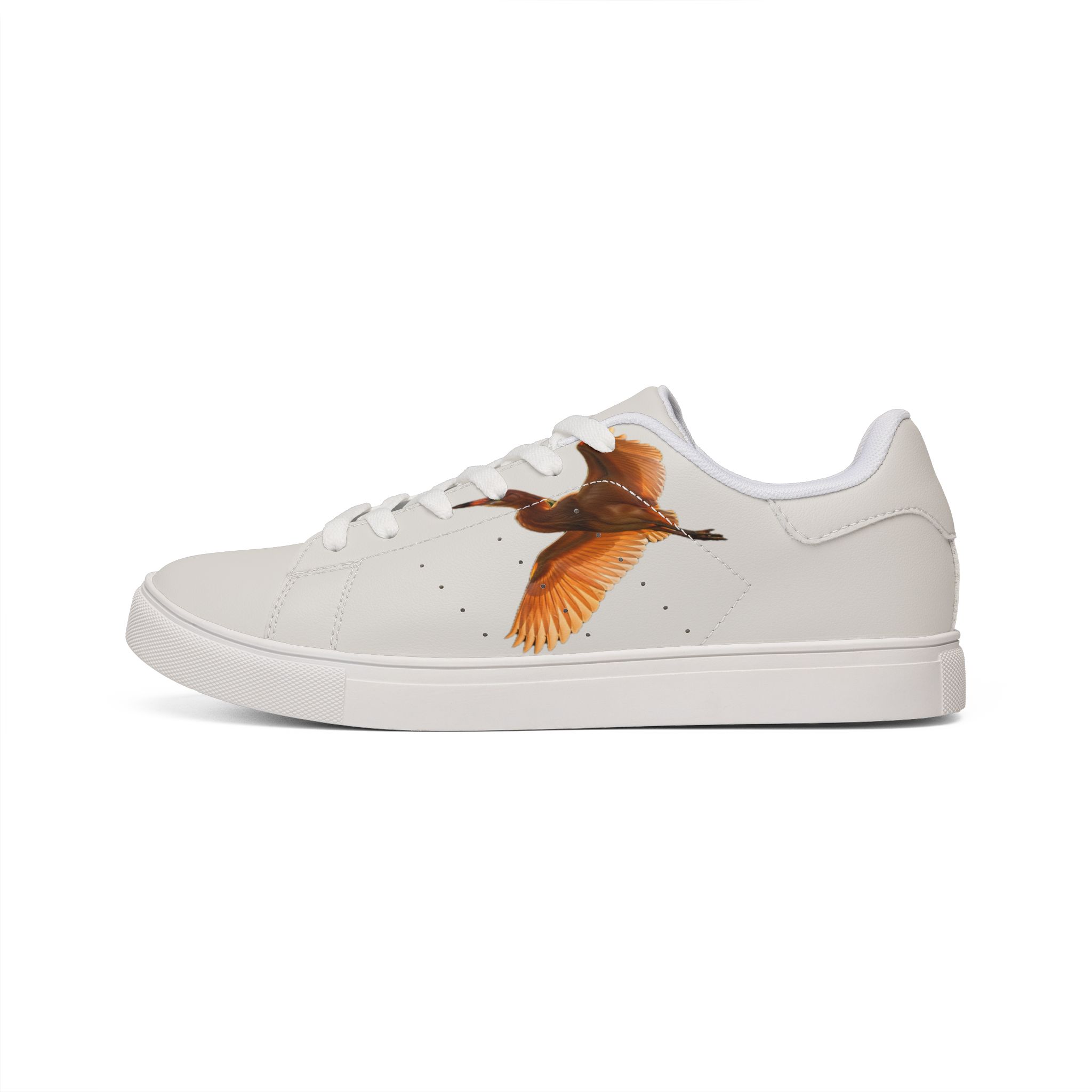 Héron Pantin, Leather Sneakers — Orange Side Graphic Low-Top Trainer - Image 2
