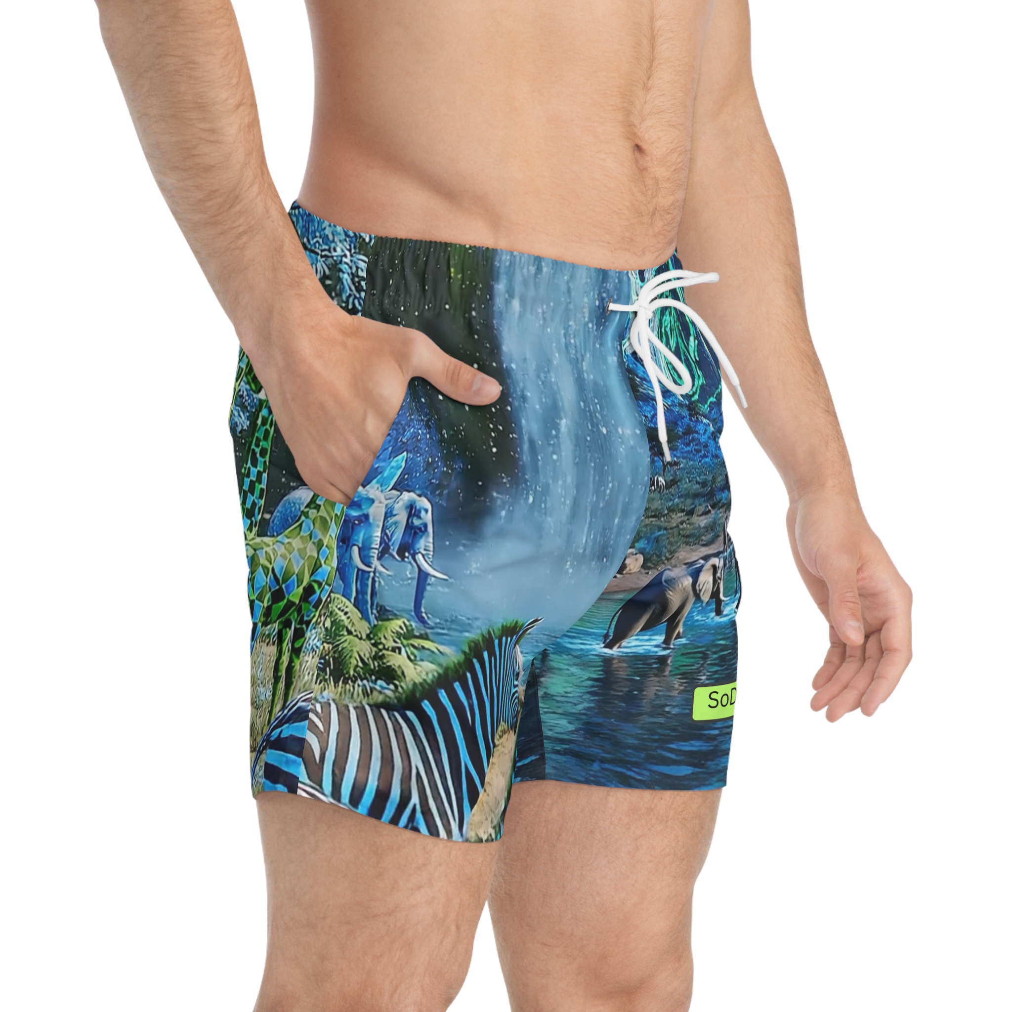 SoDayi, Swim Trunks — Neon Safari All-Over Print - Image 4