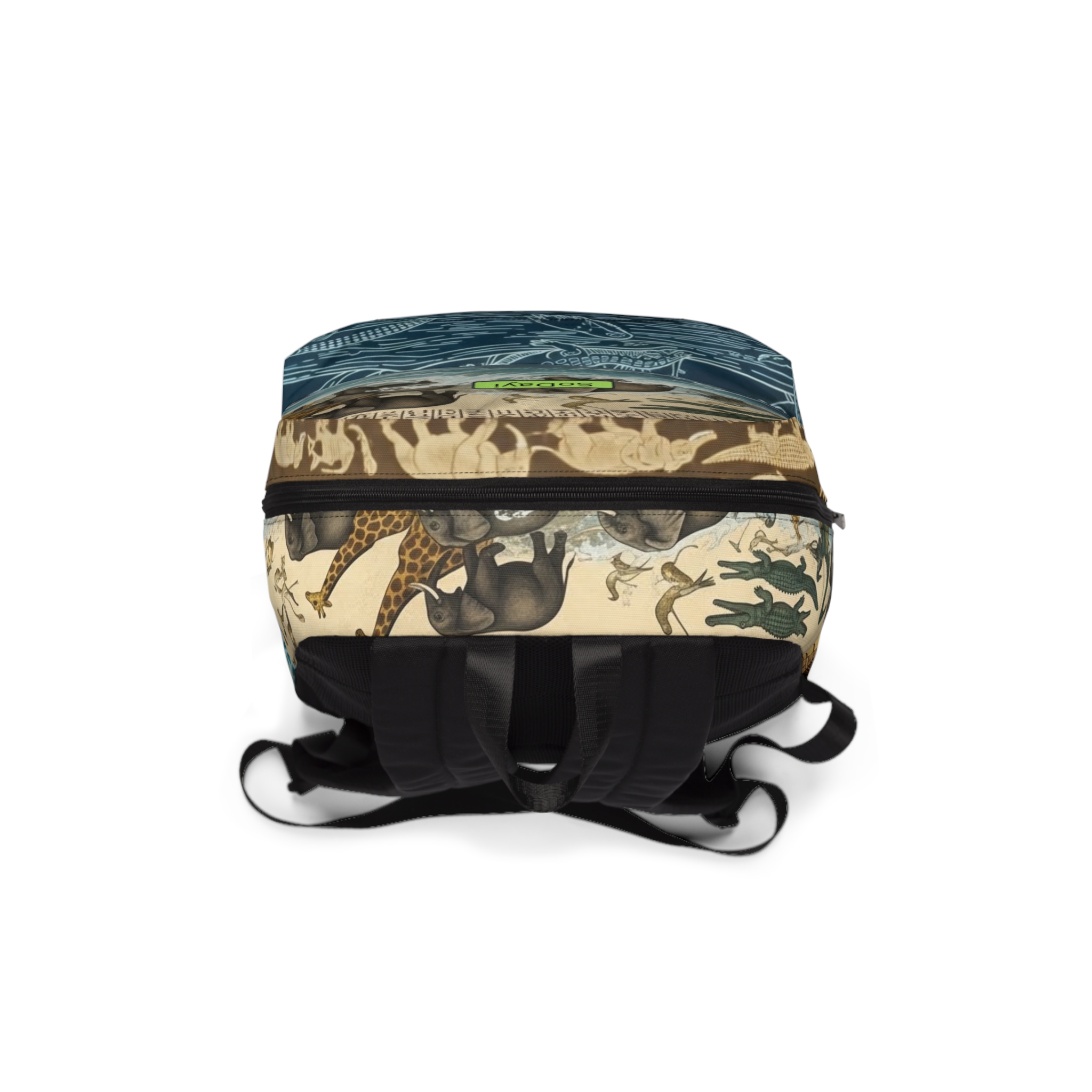 Safari Collage Backpack — Vintage Wildlife Scene with 'SoDayi' Patch - Image 4