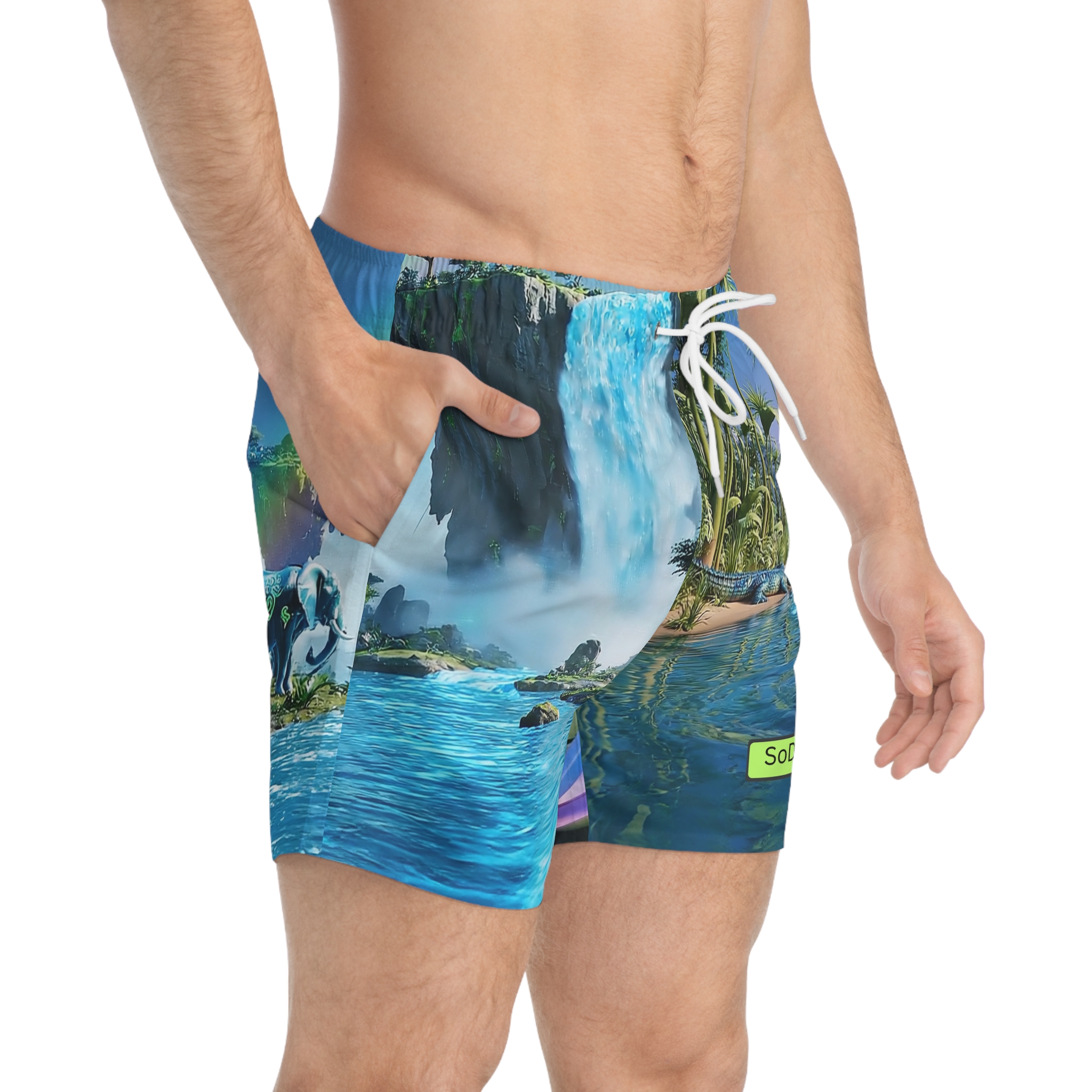 SoDayi, Tropical Waterfall Swim Trunks - Image 4