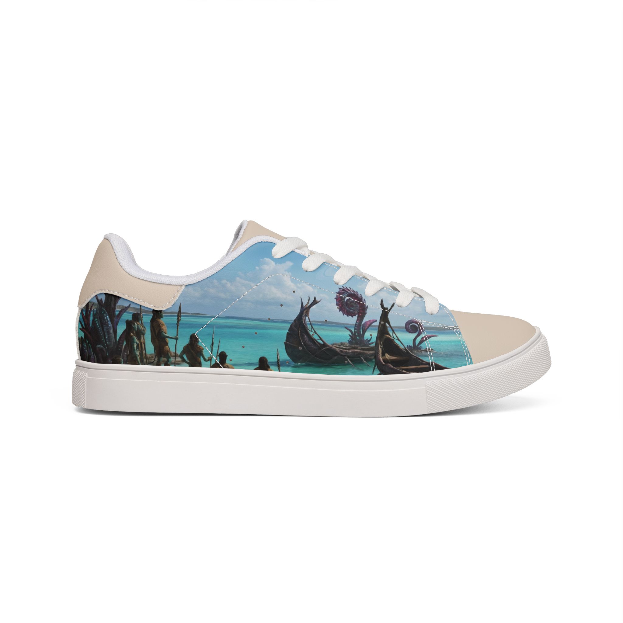 SoDayi, Surreal Sunset Landscape Sneakers | Low-Top Leather Sneakers - Image 5