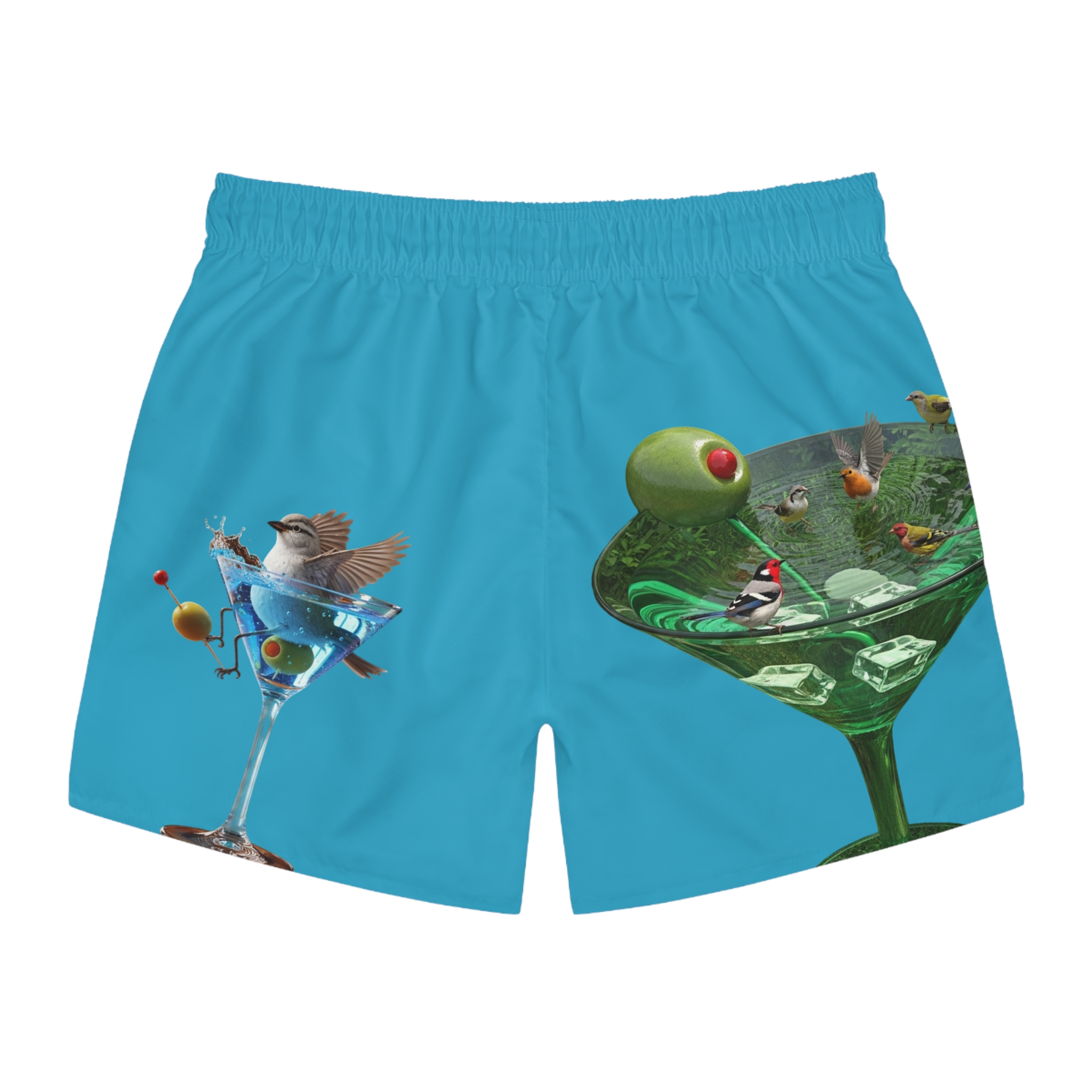 Hilliard, Swim Trunks — Bird Bathe Cocktail Print Beach Shorts - Image 2