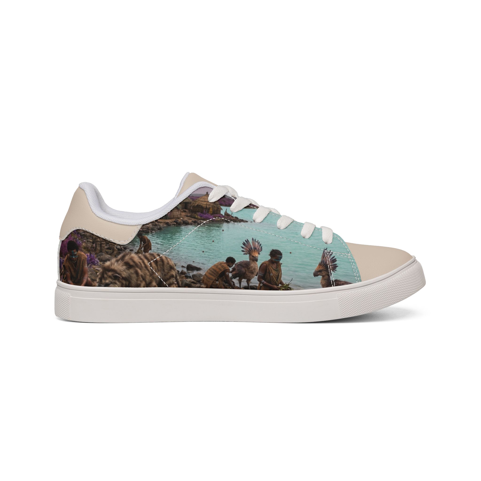 SoDayi, Surreal Sunset Landscape Sneakers | Low-Top Leather Sneakers - Image 3