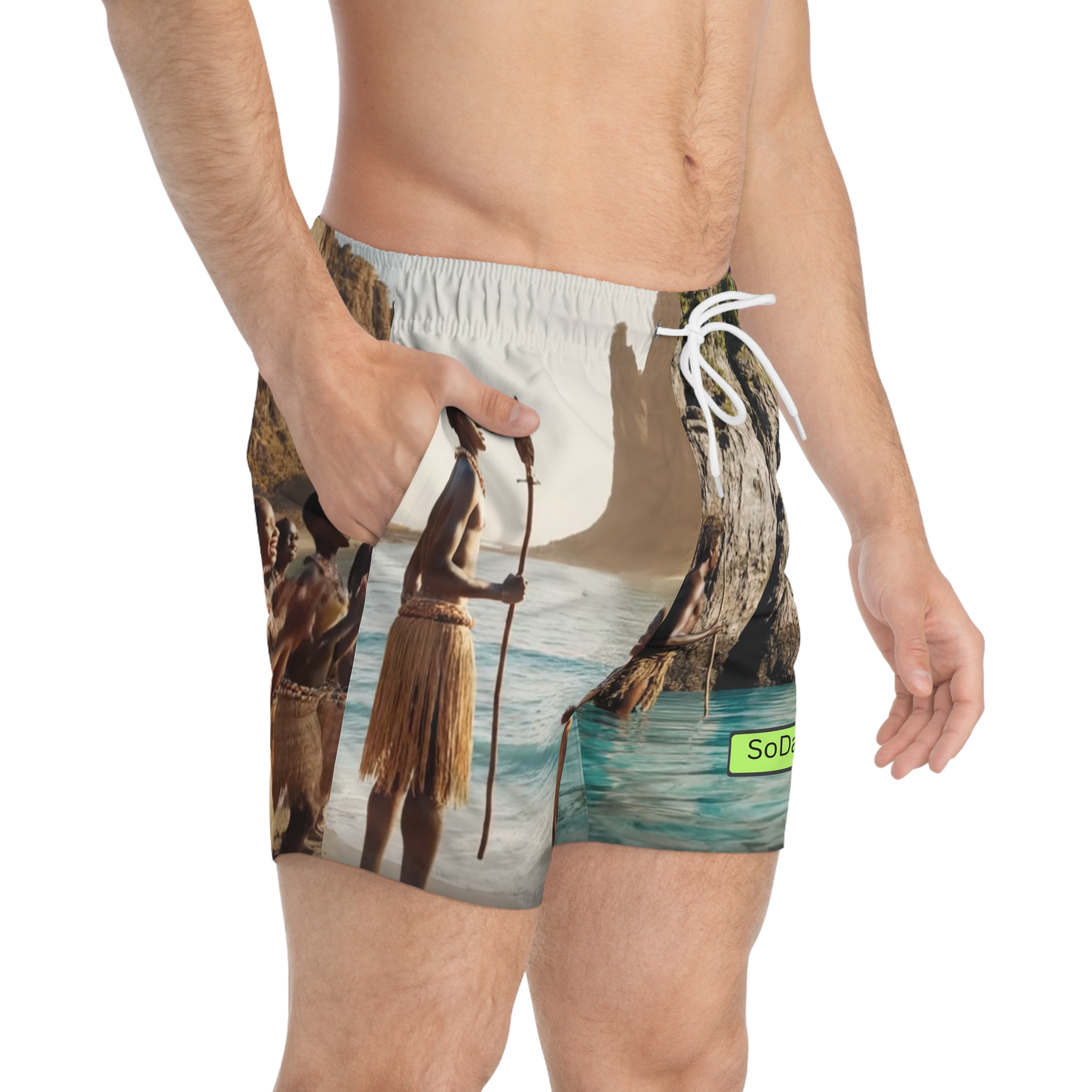 SoDayi, Tropical Tribal Print Swim Trunks - Image 4