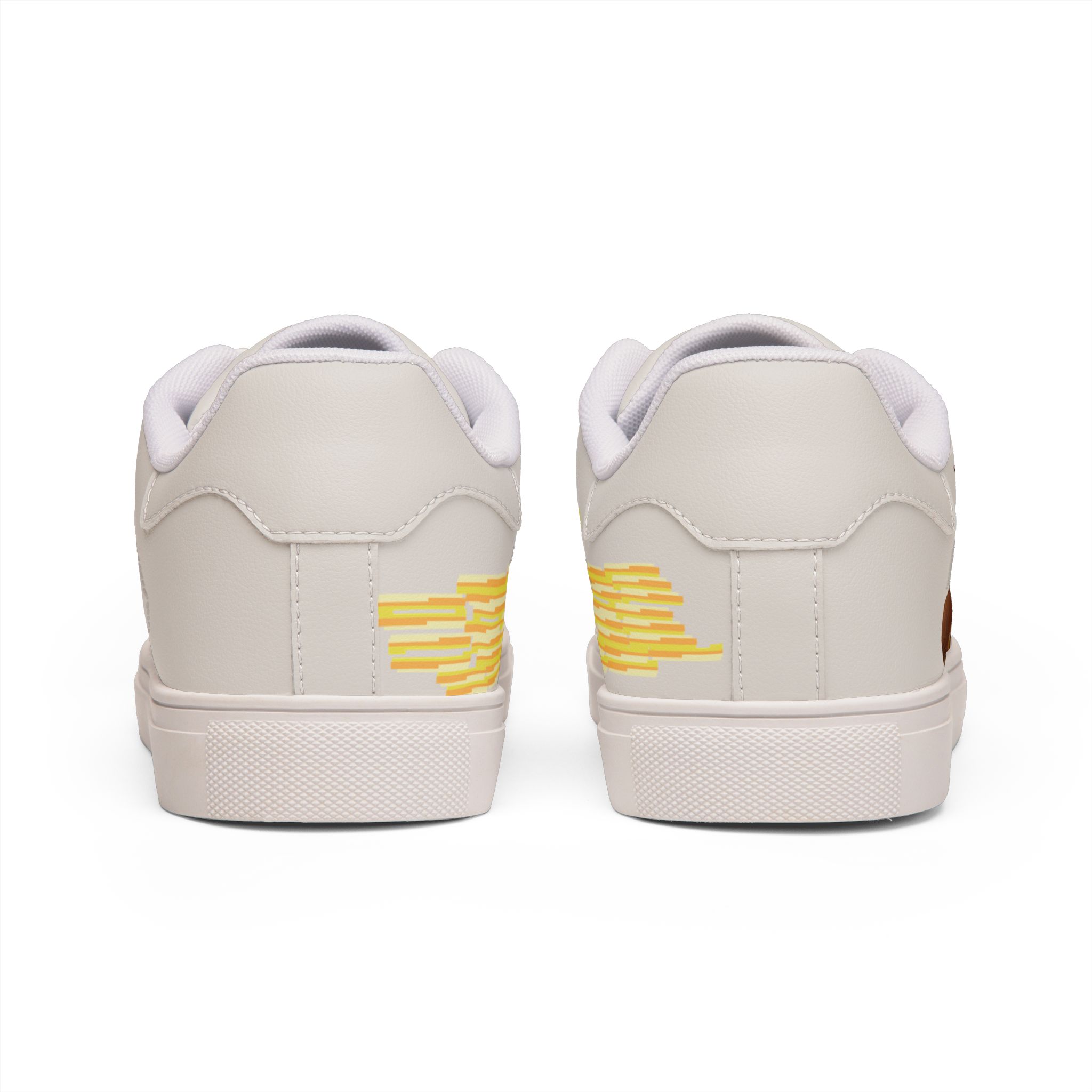 Héron Pantin, Leather Sneakers — Orange Side Graphic Low-Top Trainer - Image 6