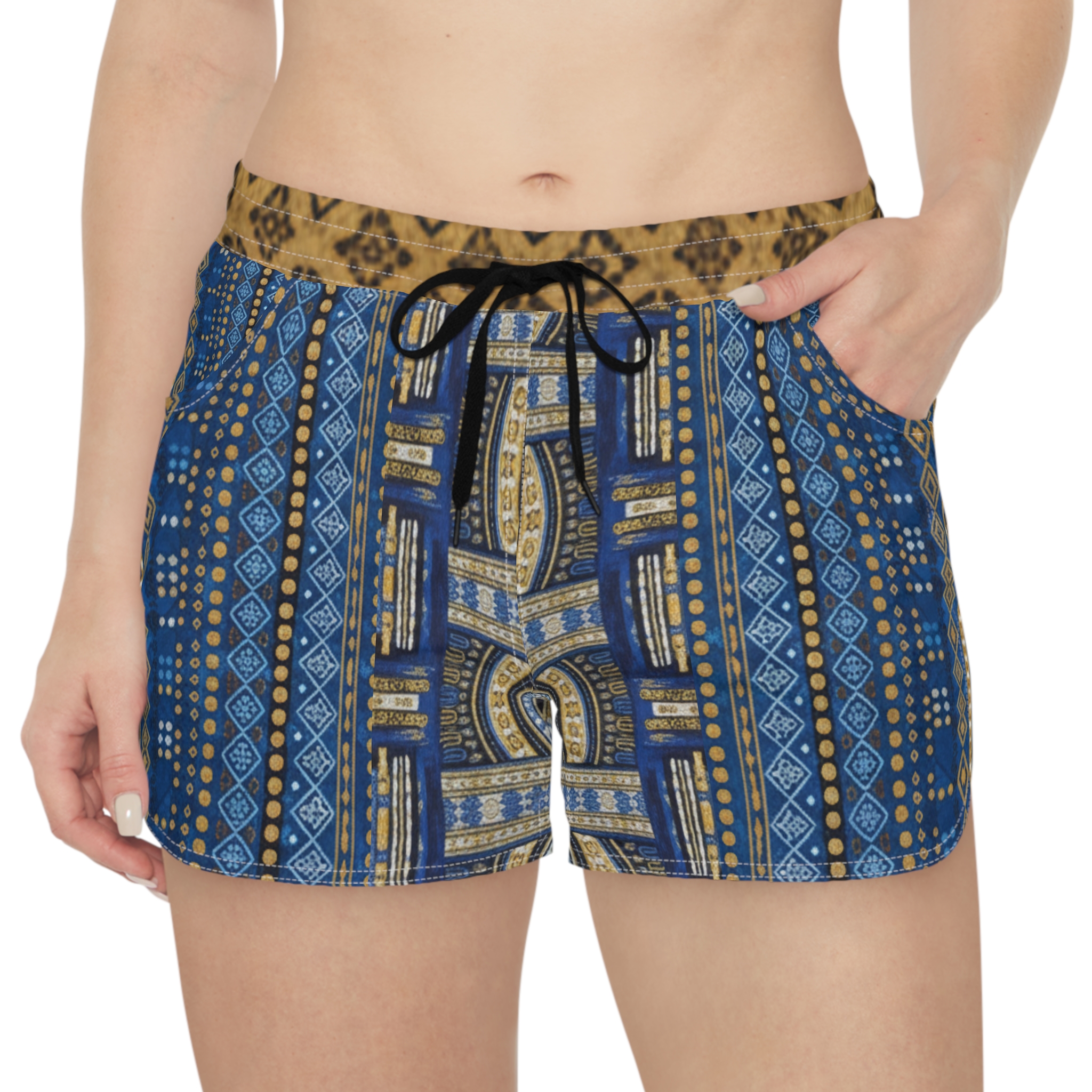 SoDayi, Blue Gold Women's Casual Shorts - Image 3