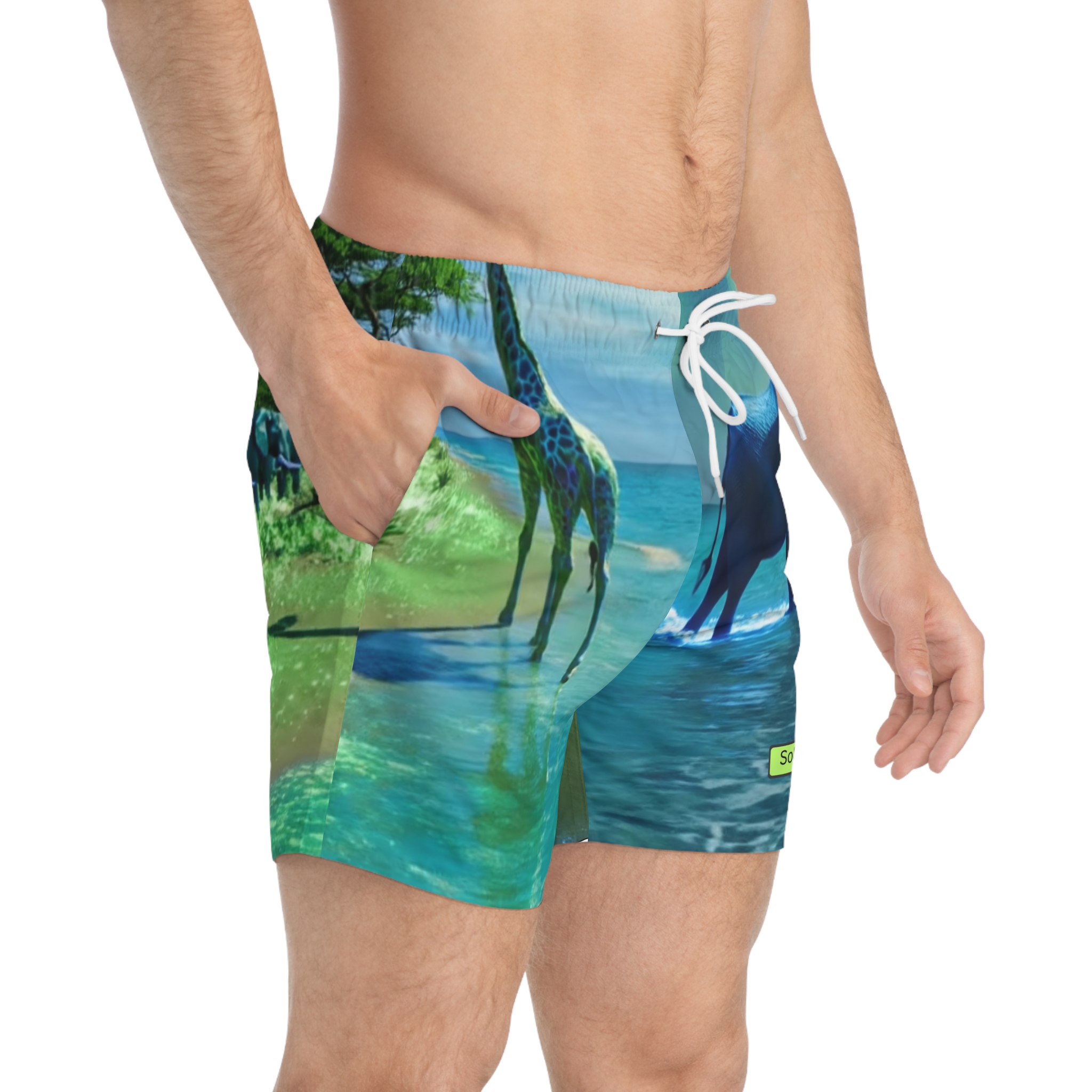 SoDayi, Giraffe & Elephant All-Over Print swim trunks - Image 4