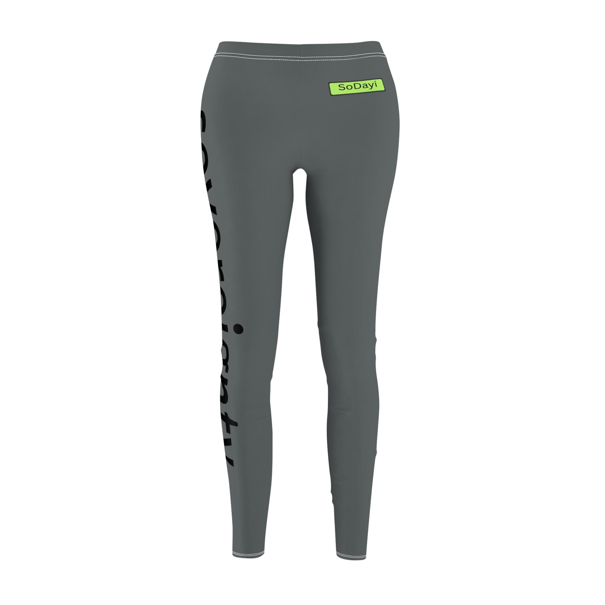 SoDayi, "Sovereignty" Vertical Script Leggings | Grey Casual Leggings