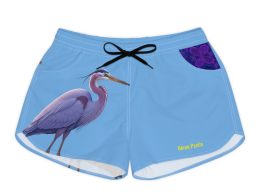 Héron Pantin,  (Púrpura Garzón) Women’s Lightweight White Beach & Lounge Shorts