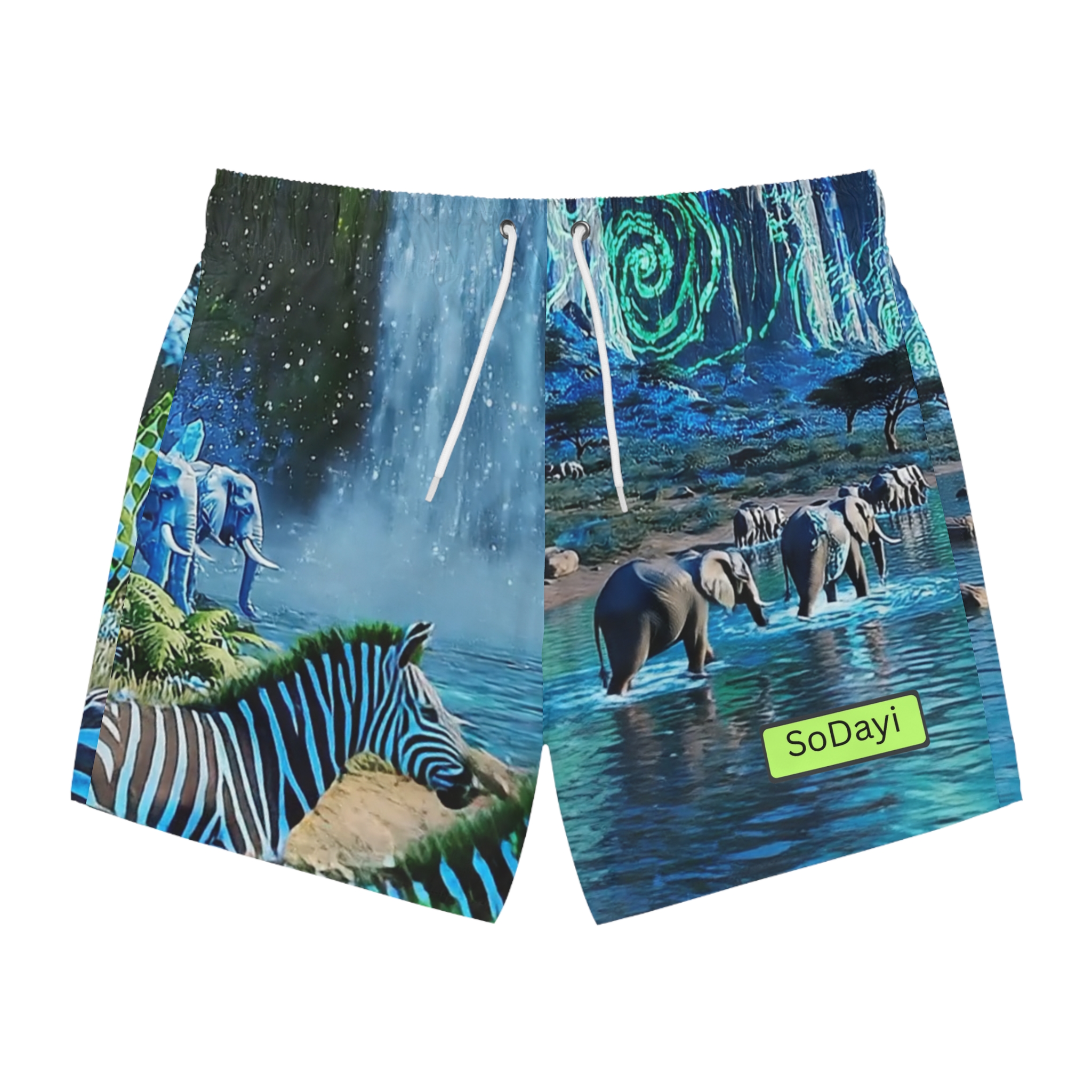 SoDayi, Swim Trunks — Neon Safari All-Over Print
