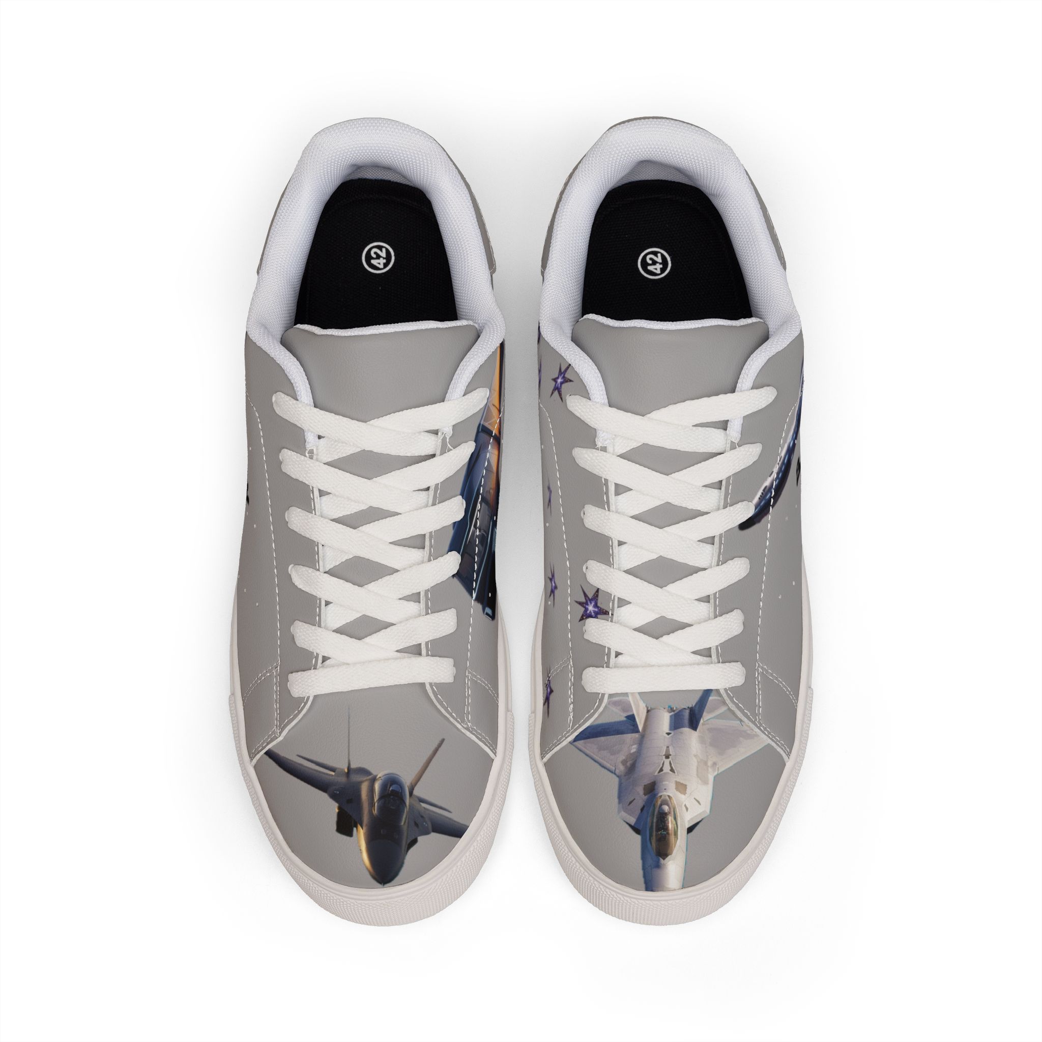 Bailey, Low-Top Sneakers — Jet Fighter Graphic Leather Trainers
