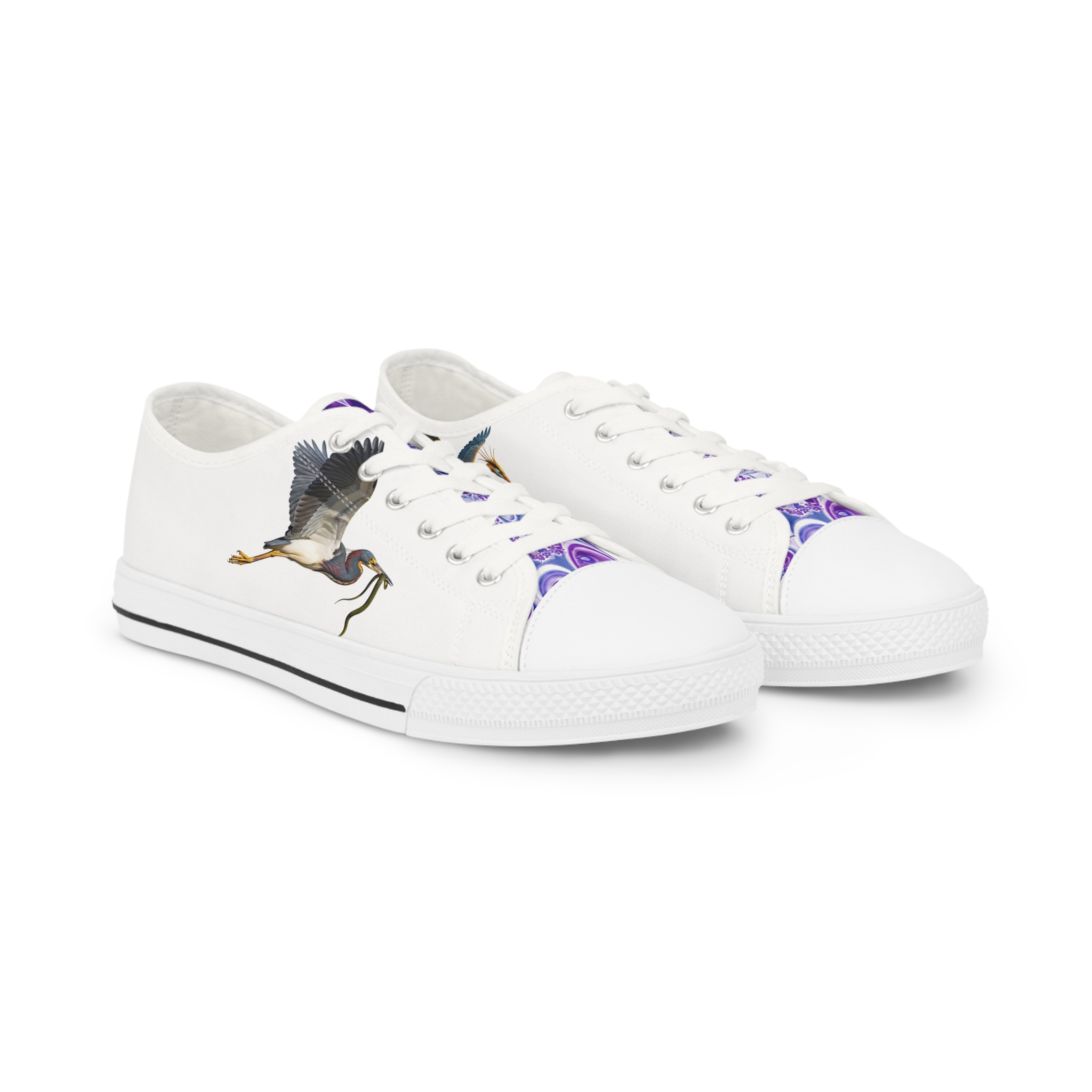 Héron Pantin, ( Púrpura Garzón) Men's White Canvas Casual Shoes
