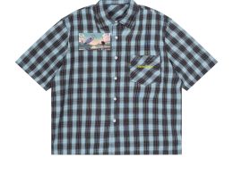 Héron Pantin, Unisex Boxy Plaid Short Sleeve Shirt