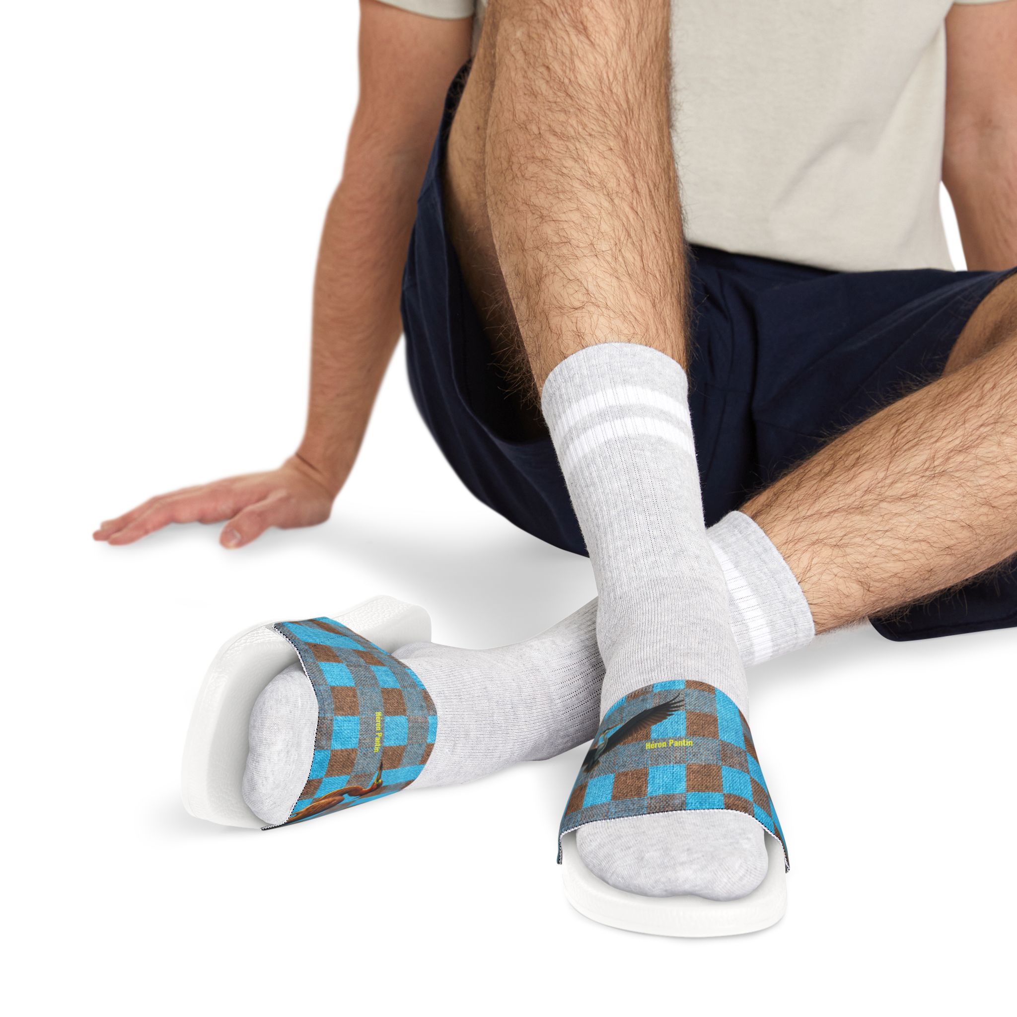 Héron Pantin, Men's Checkered Slide Sandals