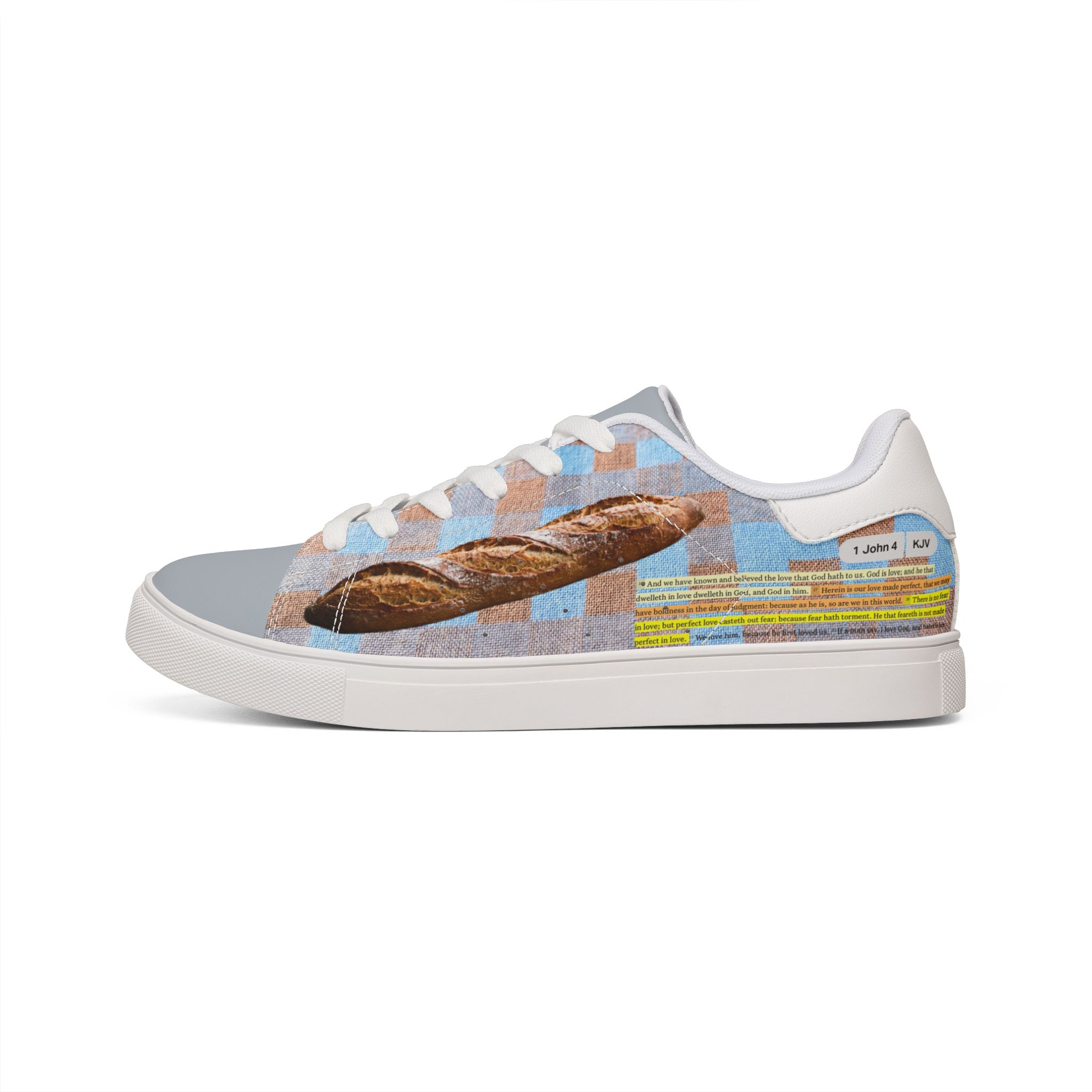 Héron Pantin, Soft Blue Checker Bread Print Casual Shoes