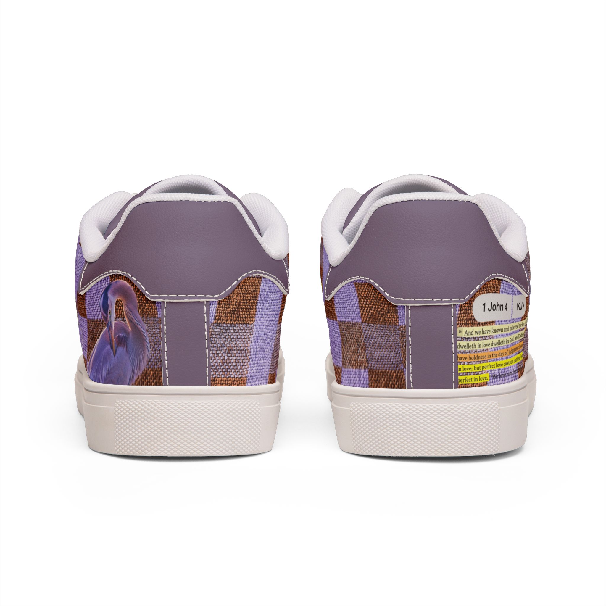 Héron Pantin, Lavender Checkerboard Leather Sneakers - Image 6