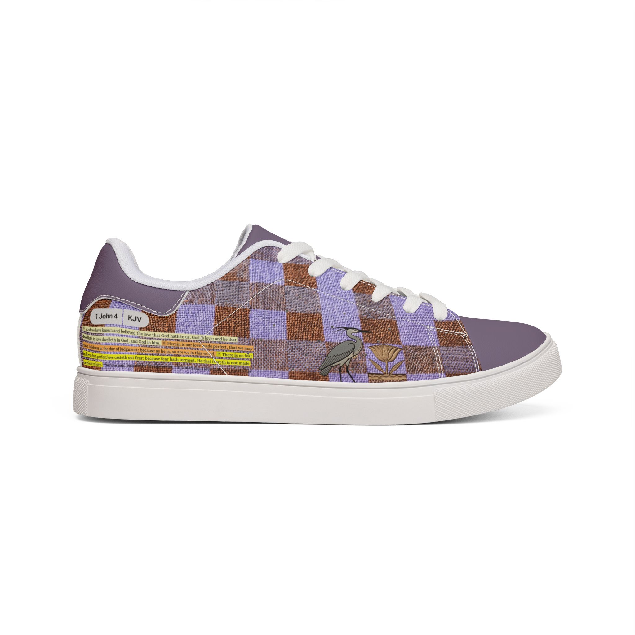 Héron Pantin, Lavender Checkerboard Leather Sneakers - Image 5